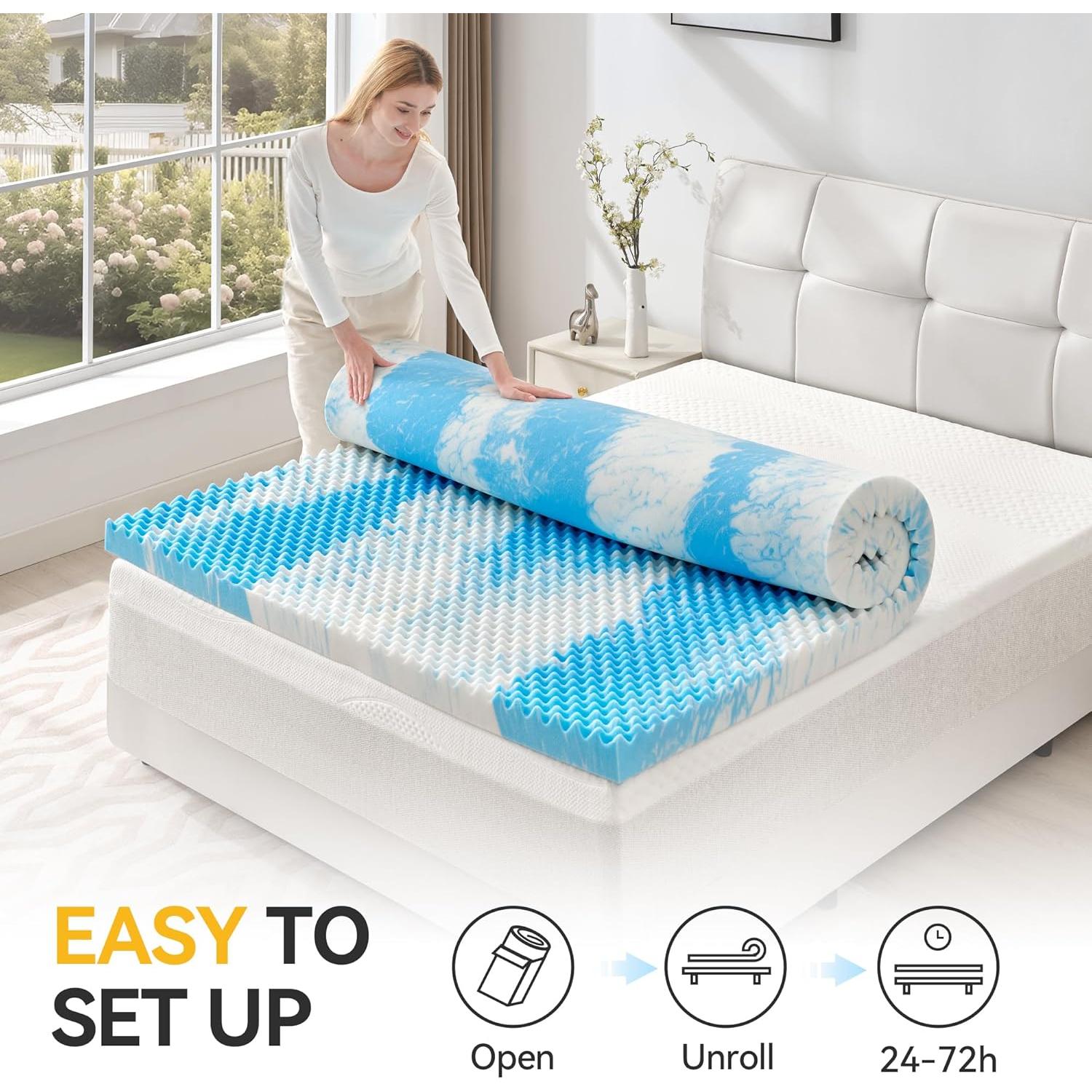 Colchón Viscoelástico SINWEEK 5.08 cm Individual Azul