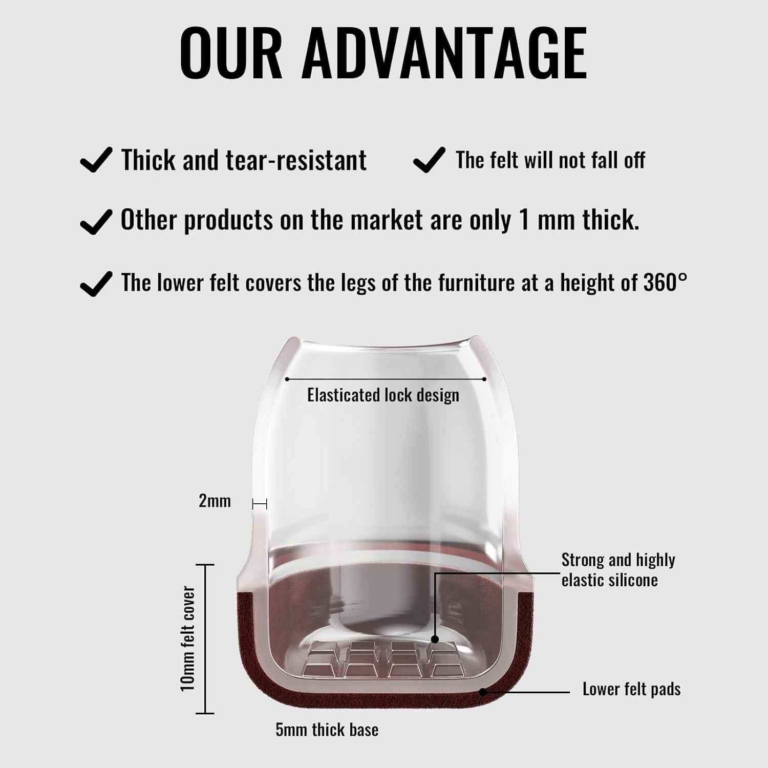 24 Protectores de Suelo de Silicona YSD para Patas de Silla Cuadradas