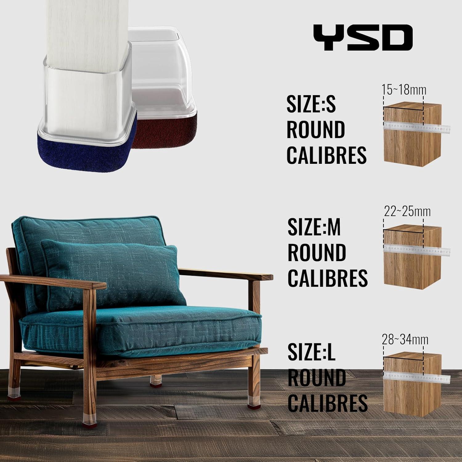 24 Protectores de Suelo de Silicona YSD para Patas de Silla Cuadradas