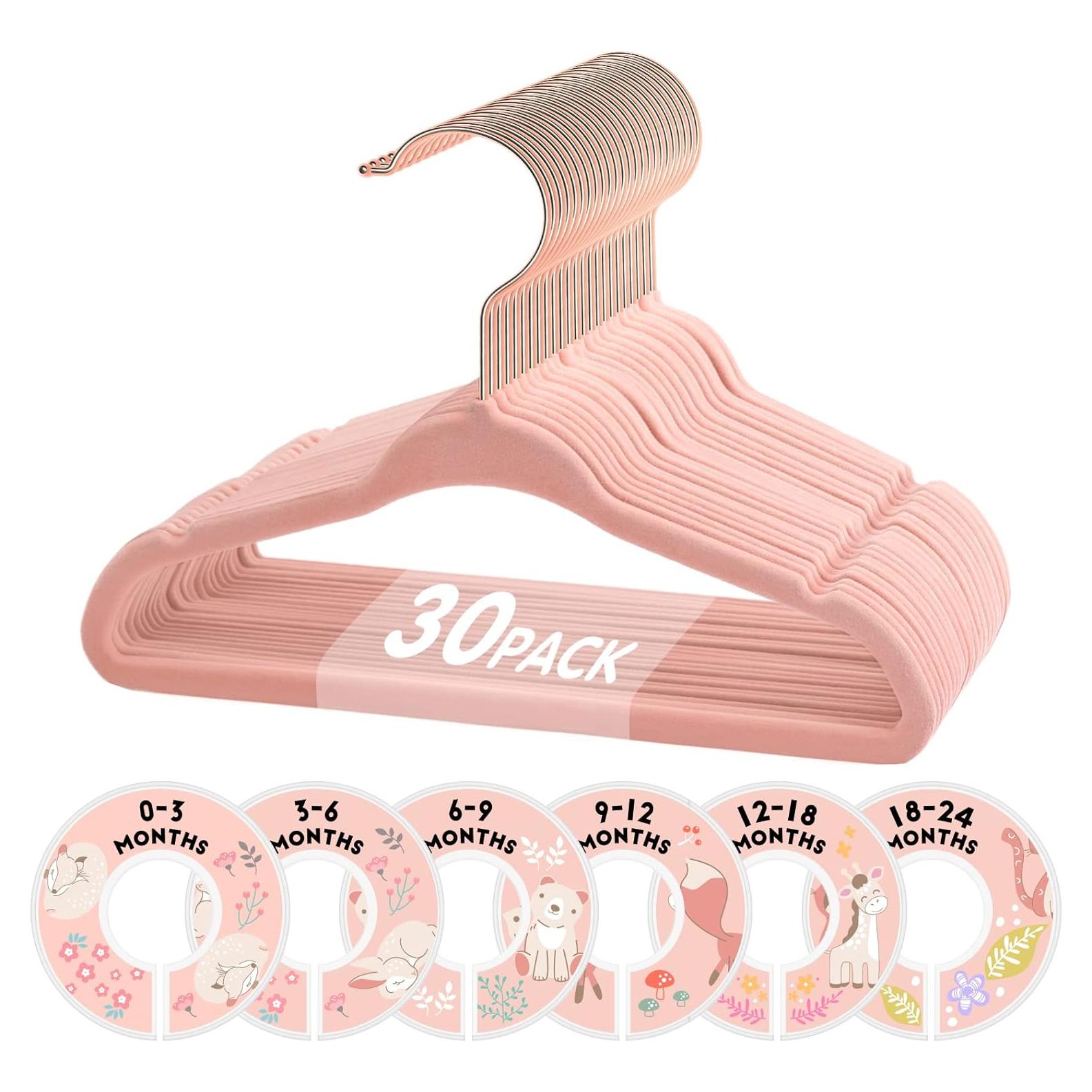 Perchas para Bebés VIS'V de Terciopelo 28 cm Antideslizantes 30 Pcs