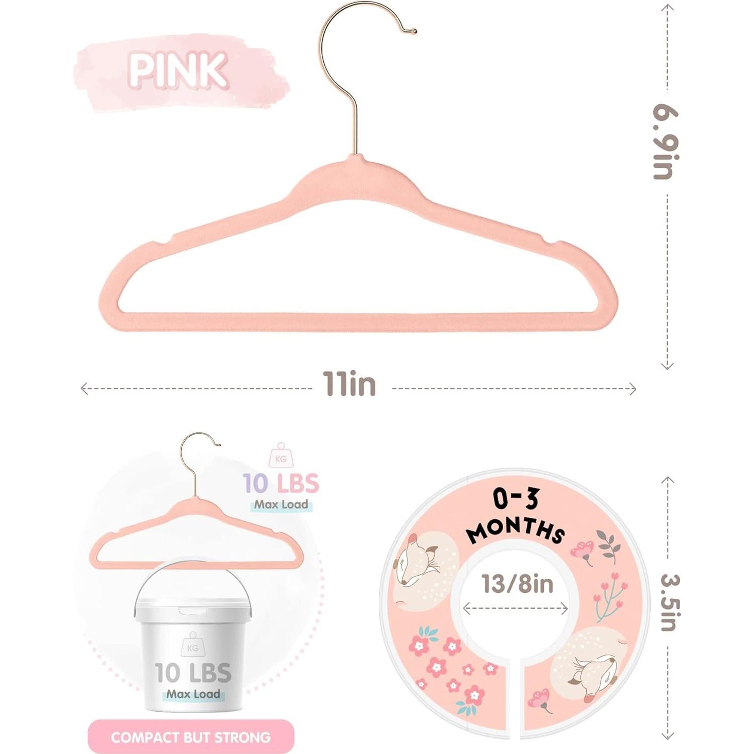 Perchas para Bebés VIS'V de Terciopelo 28 cm Antideslizantes 30 Pcs