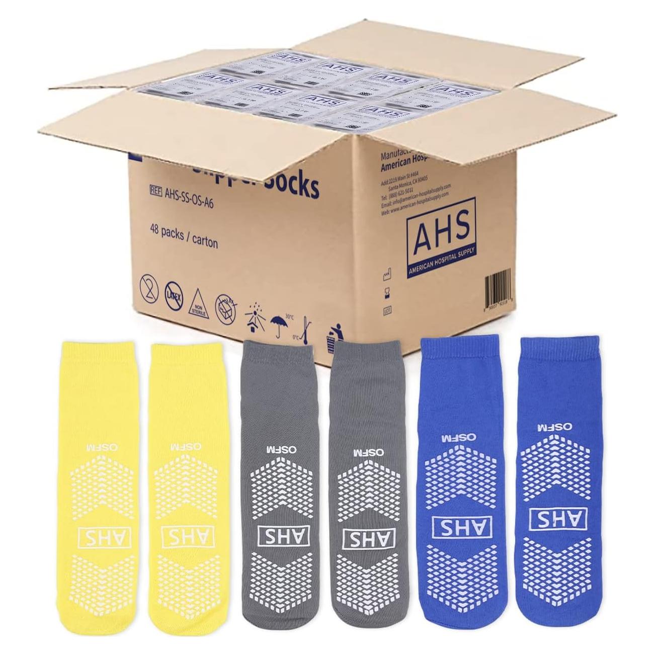 Calcetines Antideslizantes AHS - Talla Única, 48 Pares, Colores Variados