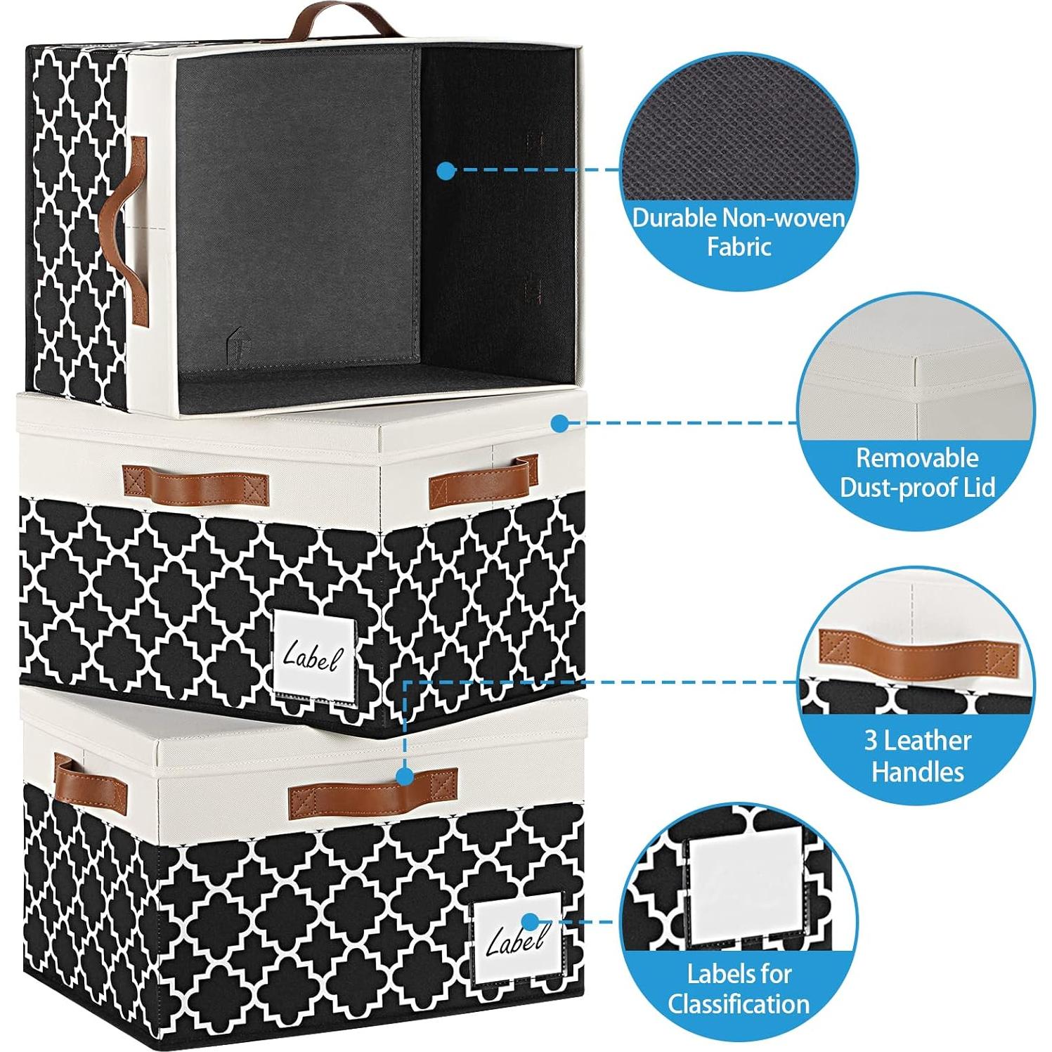 Cajas de Almacenamiento Extra Grande GhvyenntteS 3 Paquete 40x30x26 cm