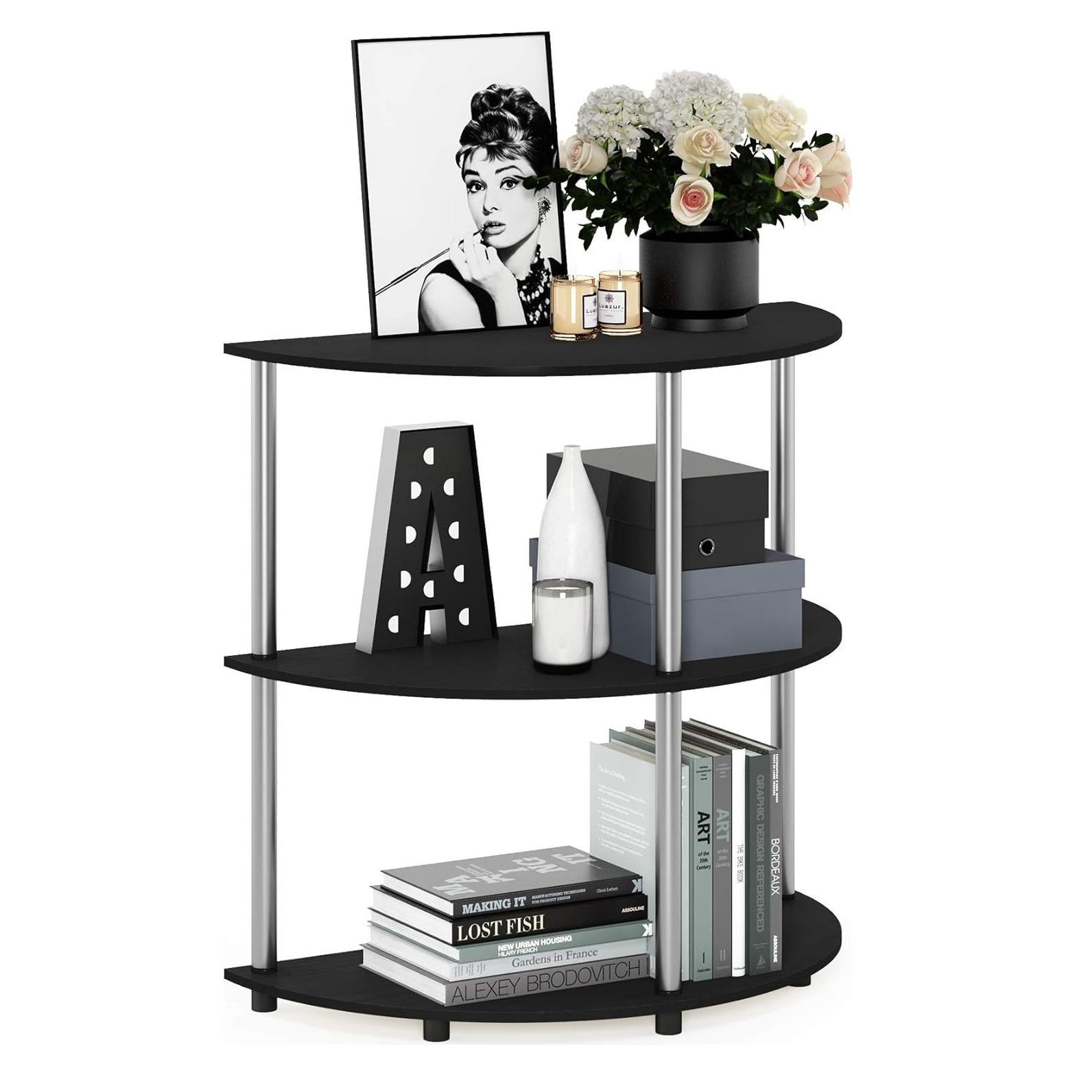 Mesa Consola Furinno Frans Turn-N Tubo Acero Inoxidable Roble Negro