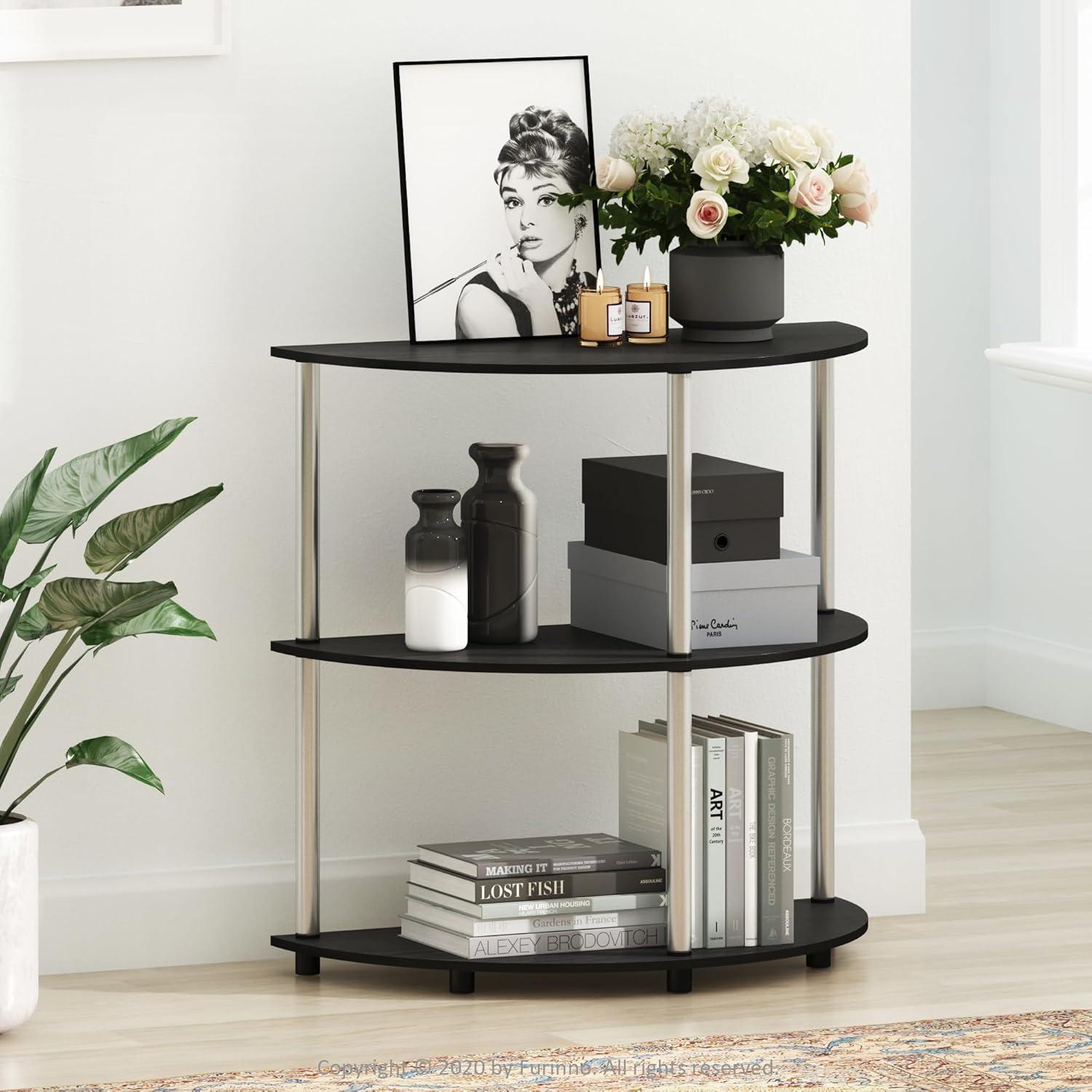 Mesa Consola Furinno Frans Turn-N Tubo Acero Inoxidable Roble Negro