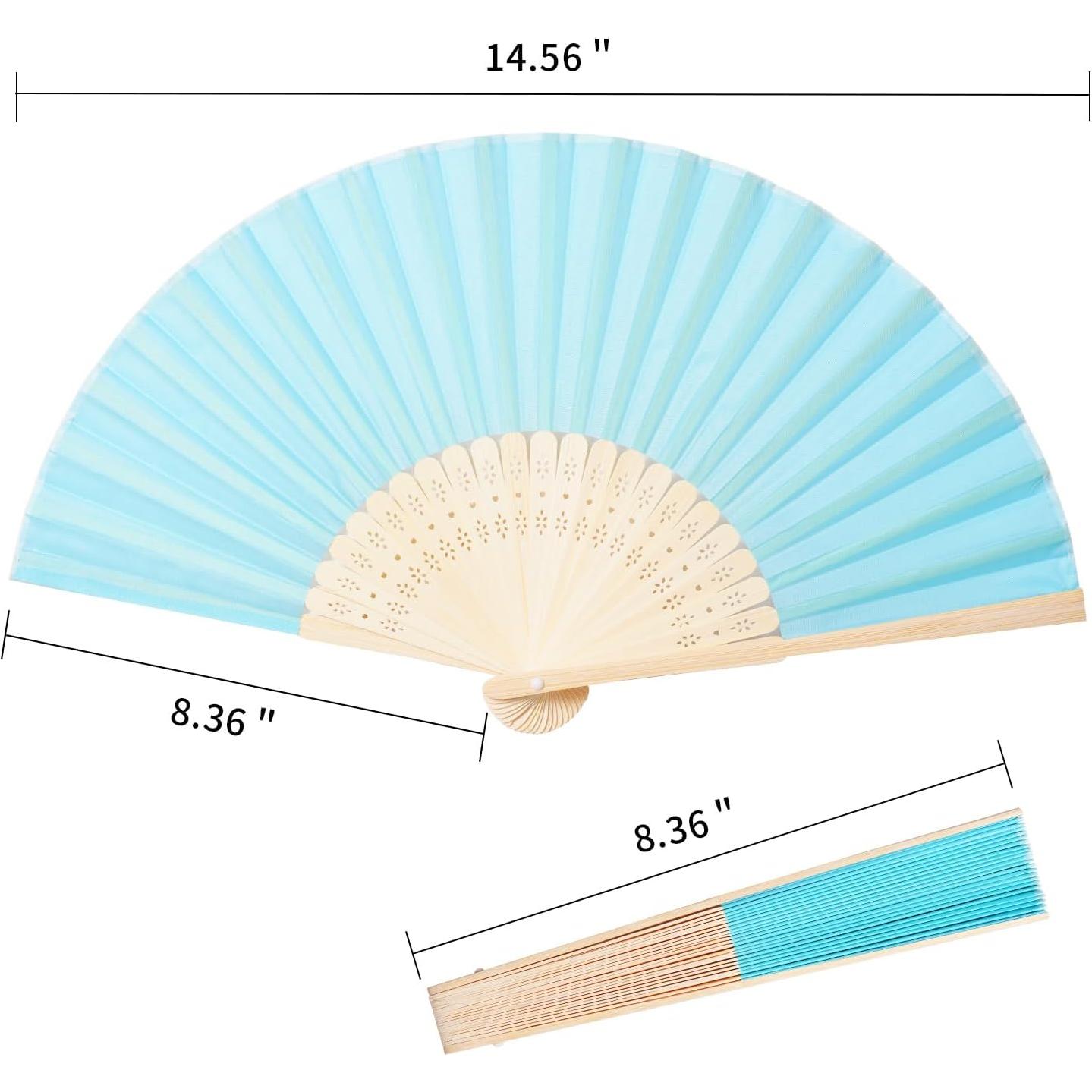 Abanicos de Mano Azul 50pcs Tela Imitada Seda Sen Pu GO