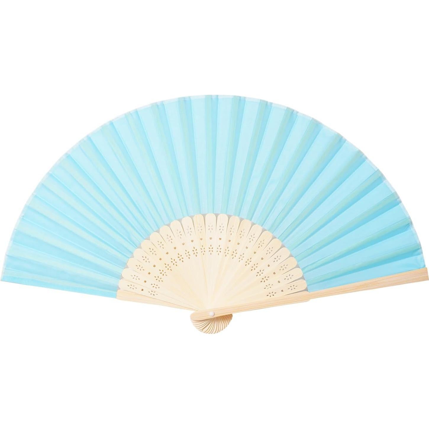 Abanicos de Mano Azul 50pcs Tela Imitada Seda Sen Pu GO
