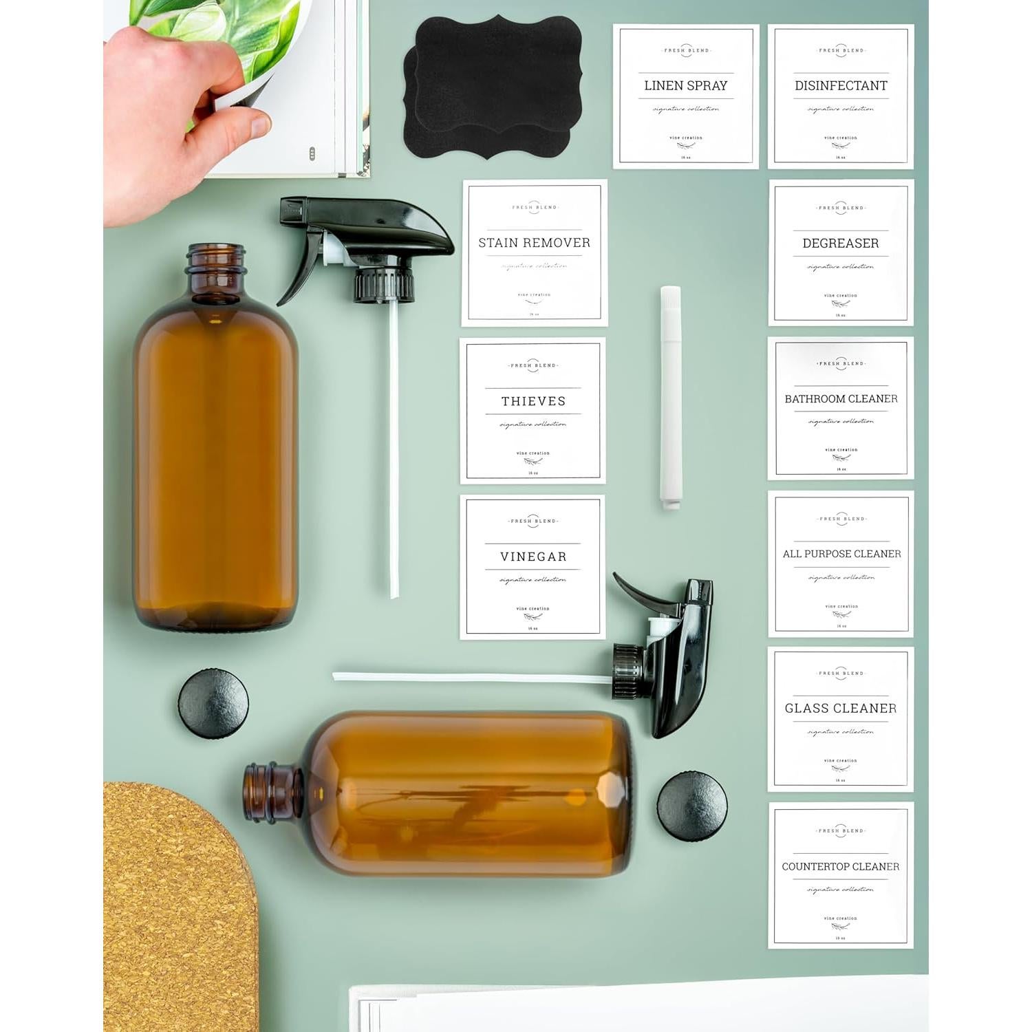 Botellas de Spray de Vidrio Ámbar Vine Creations - 2 Unidades 473ml