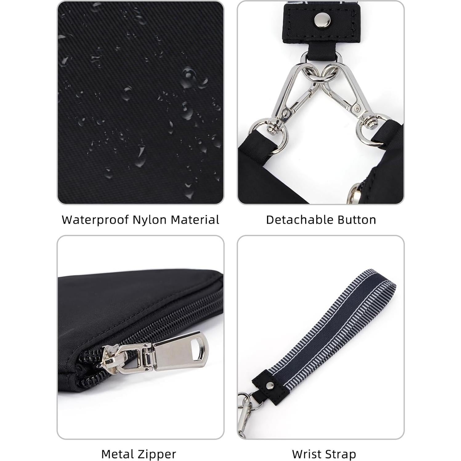 Billetera de muñeca WESTBRONCO para mujeres, nylon impermeable