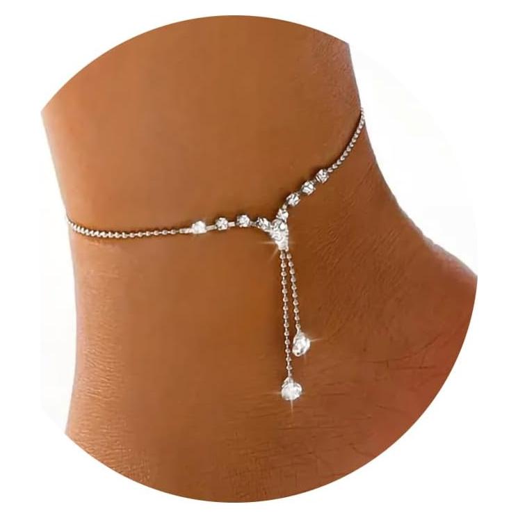 Pulsera de Tobillo Fesciory con Colgantes de Diamante 21cm