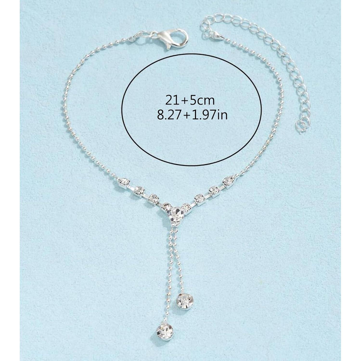 Pulsera de Tobillo Fesciory con Colgantes de Diamante 21cm