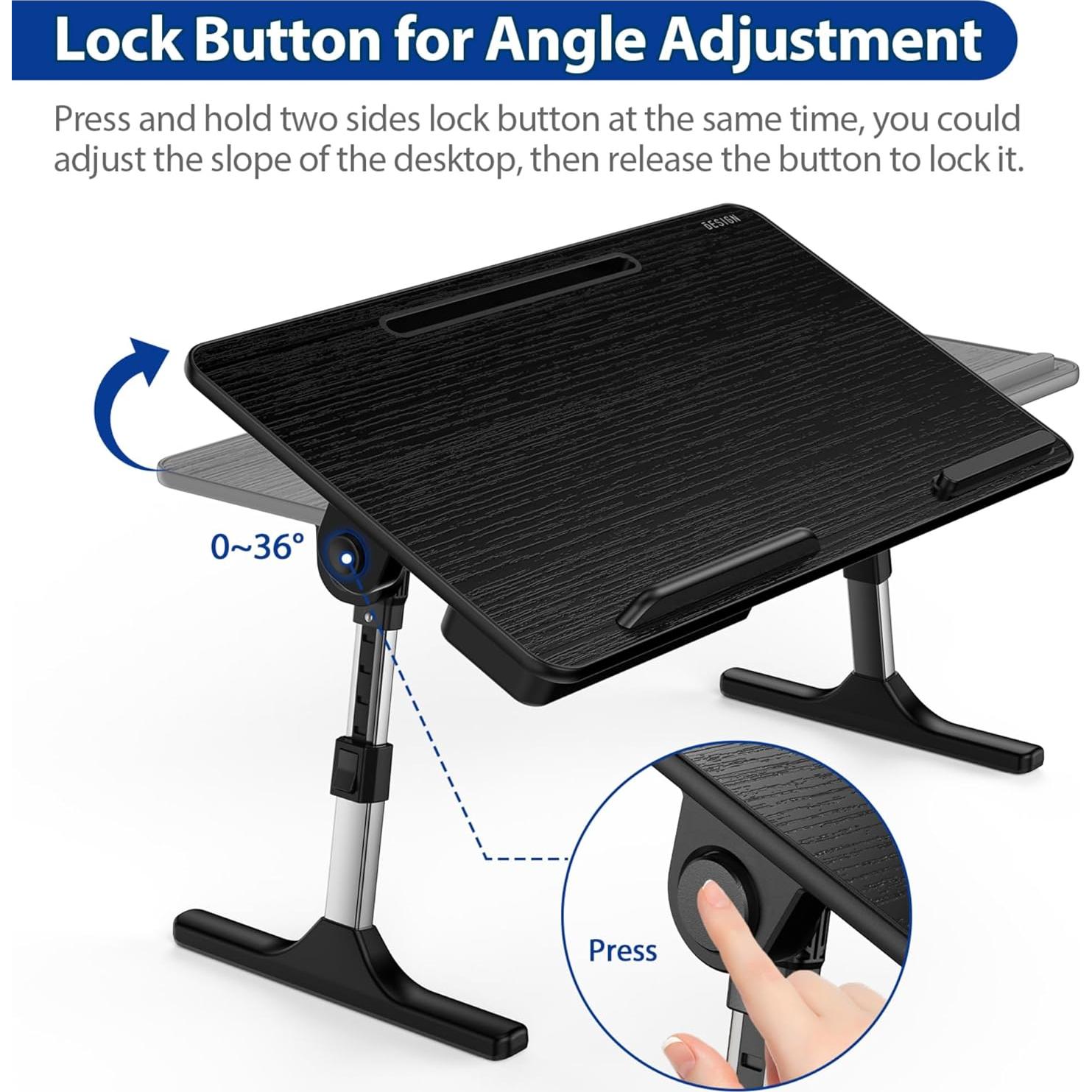 Mesa de Laptop Ajustable BESIGN LT05, Plegable, Negro