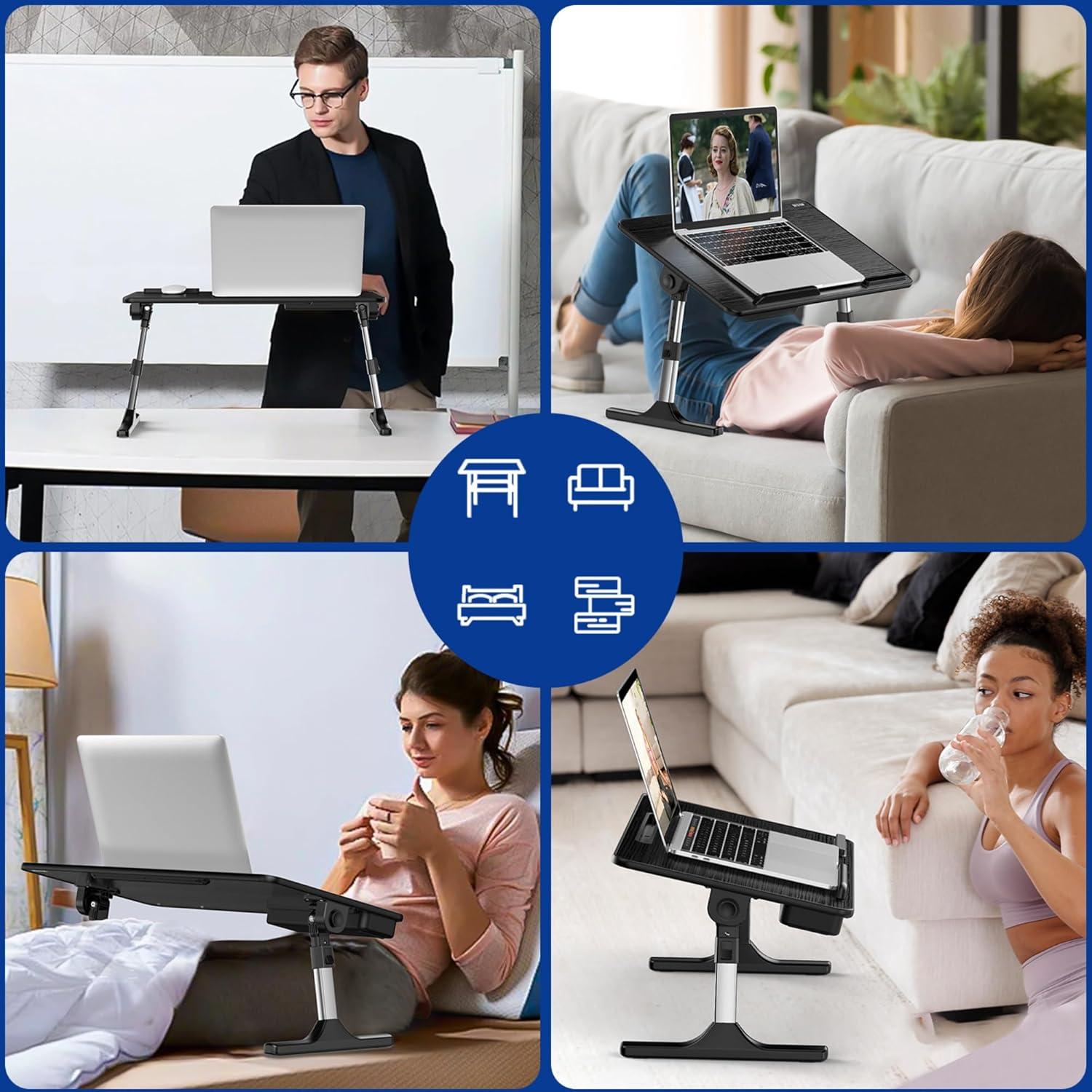 Mesa de Laptop Ajustable BESIGN LT05, Plegable, Negro