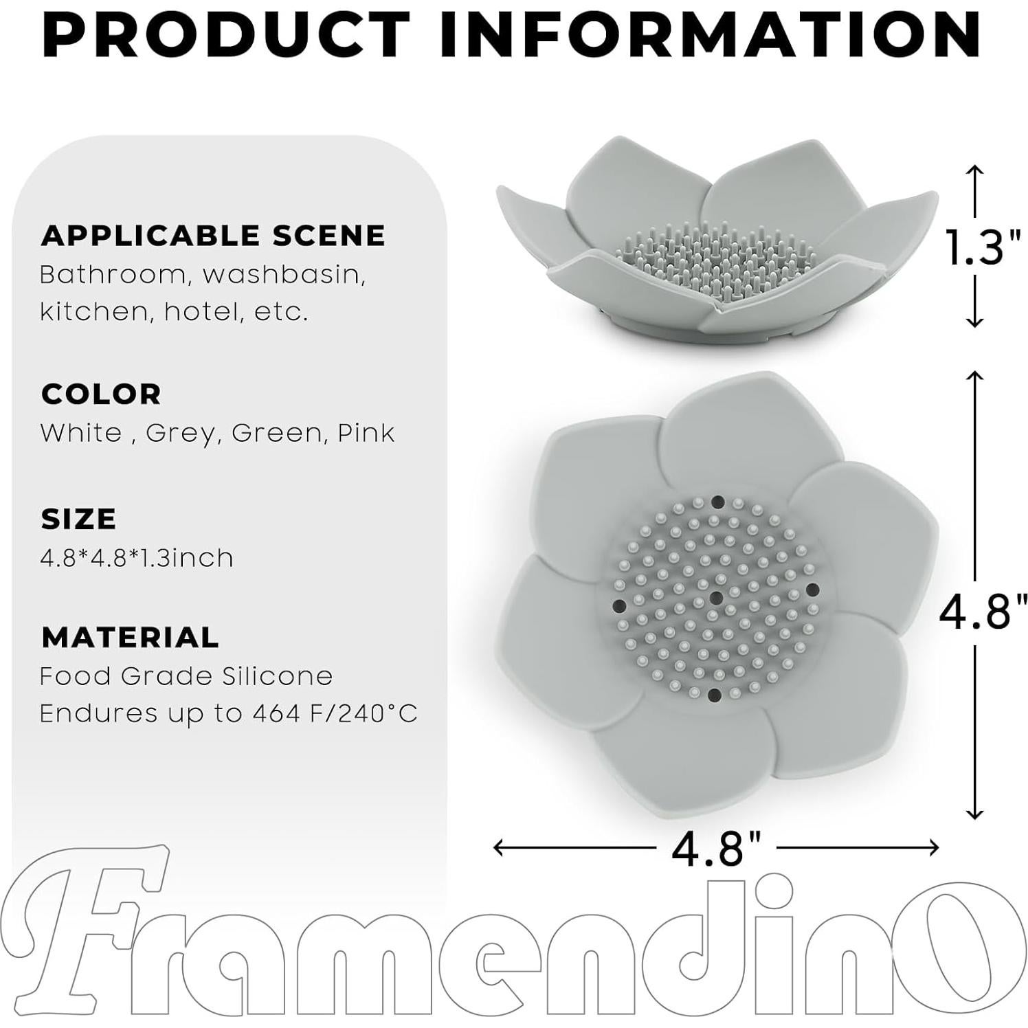 Plato de Jabón Floral de Silicona Framendino - 4 Piezas