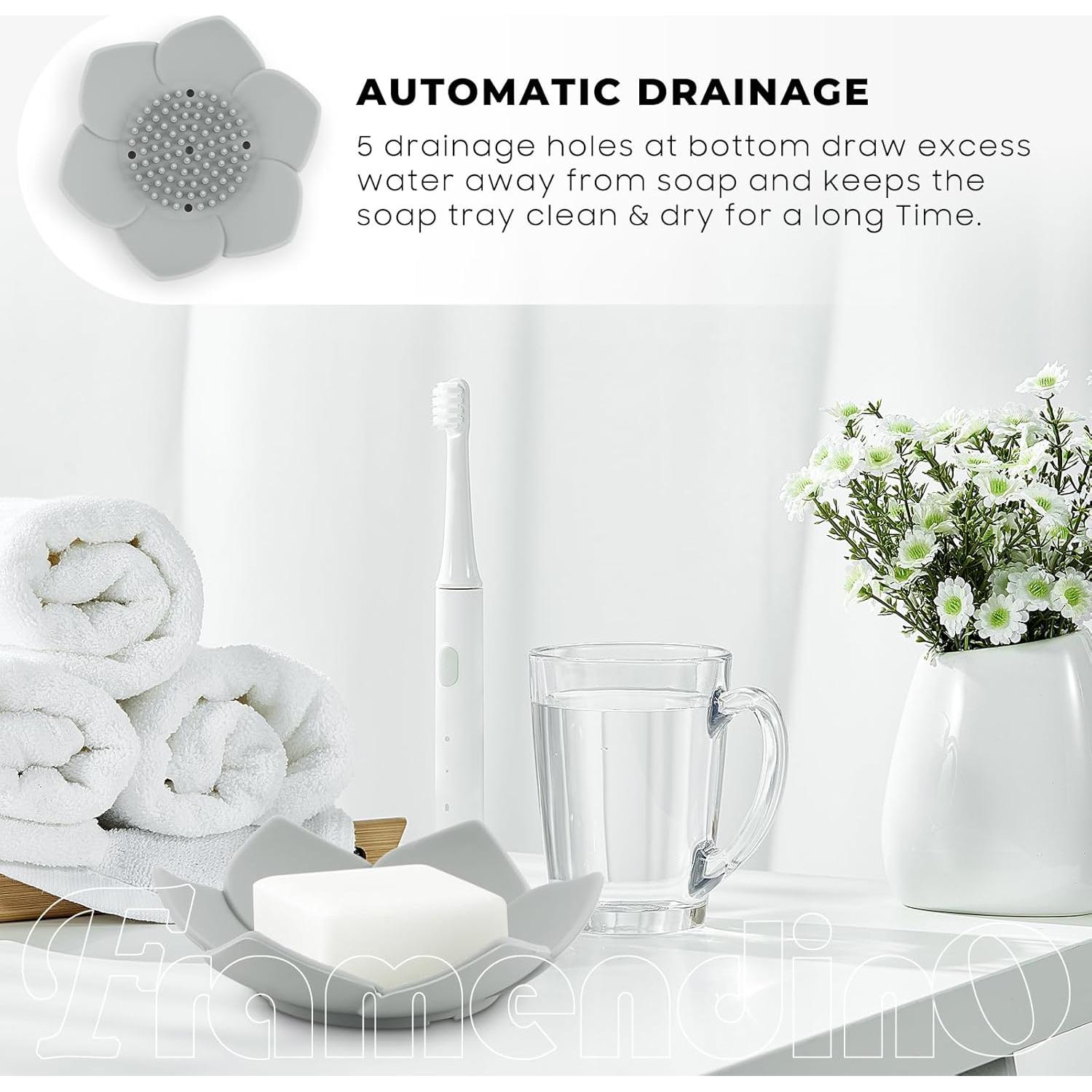 Plato de Jabón Floral de Silicona Framendino - 4 Piezas