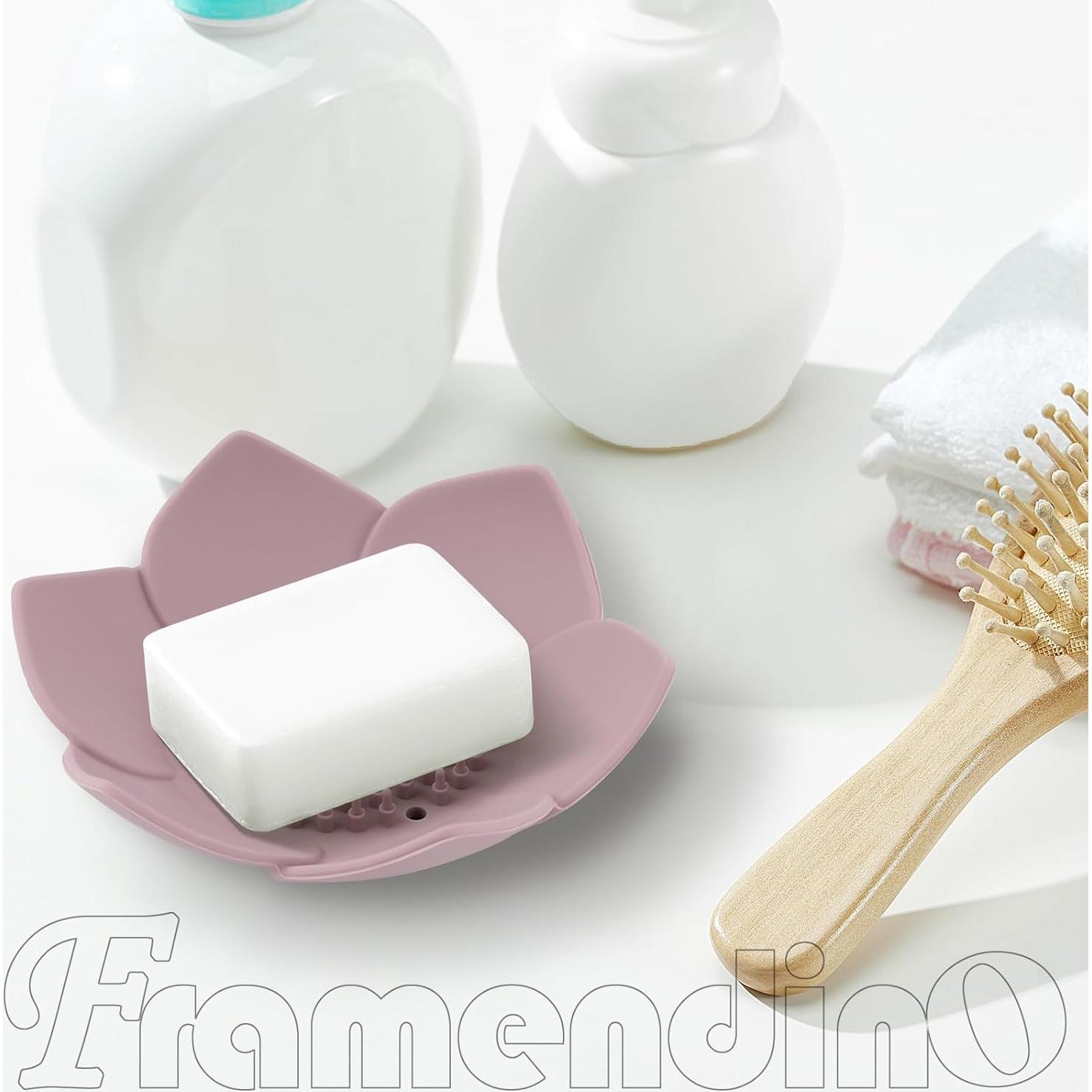 Plato de Jabón Floral de Silicona Framendino - 4 Piezas