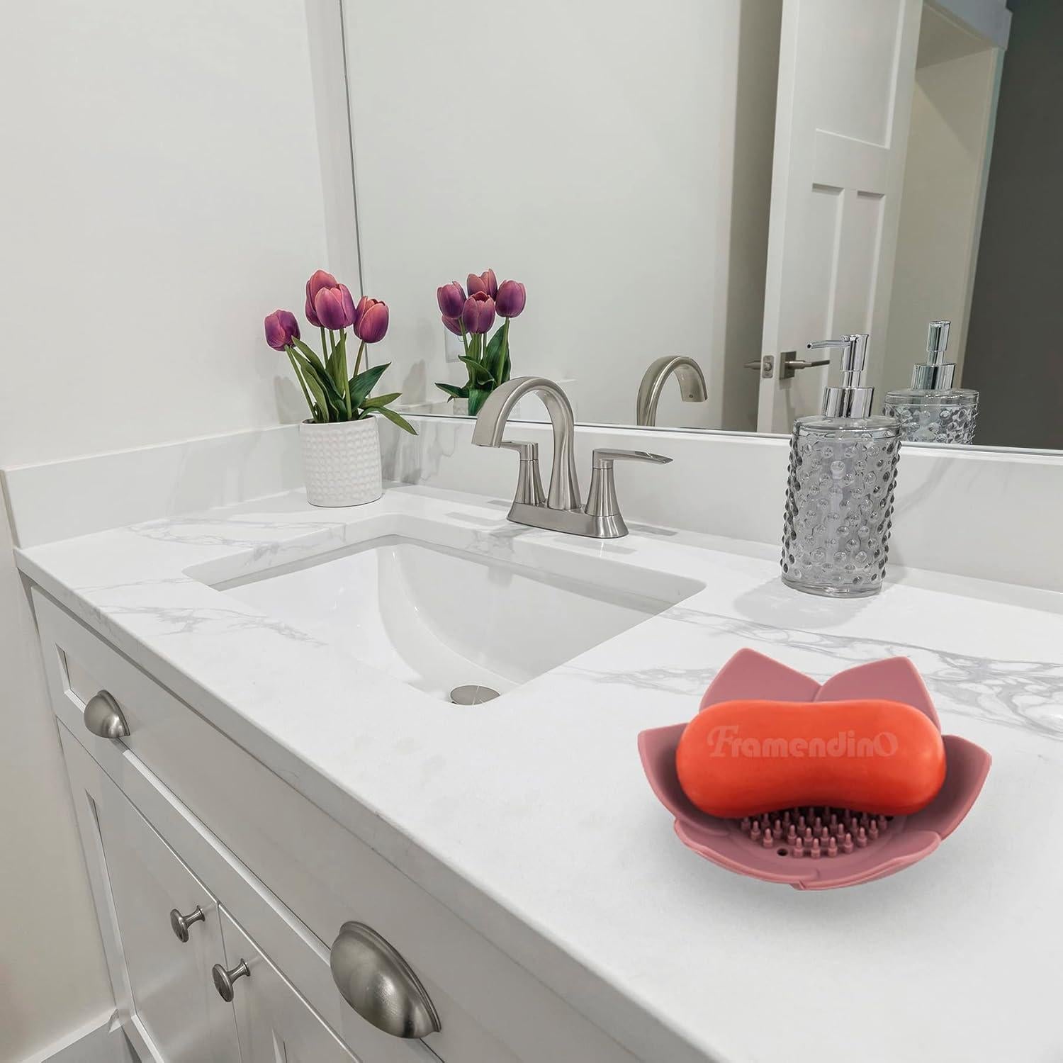 Plato de Jabón Floral de Silicona Framendino - 4 Piezas