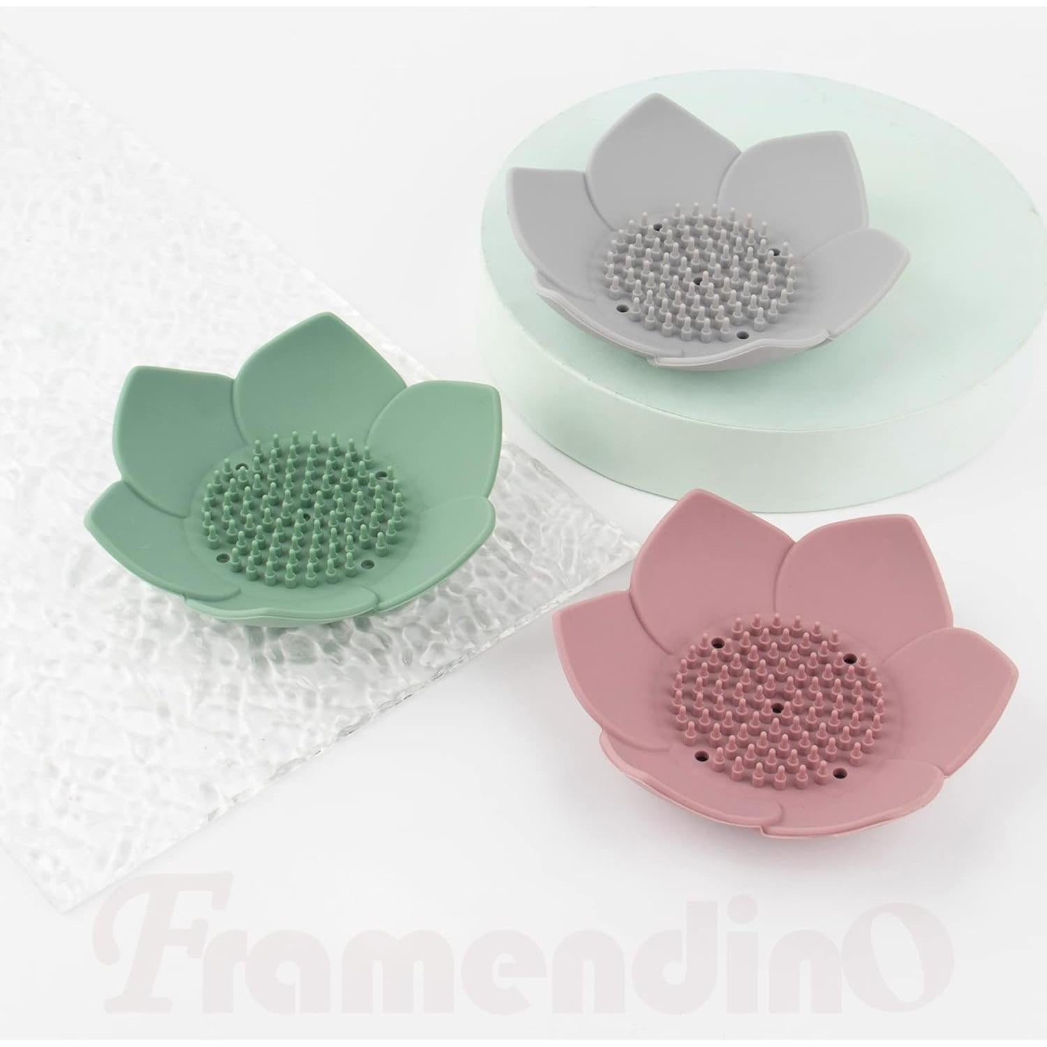 Plato de Jabón Floral de Silicona Framendino - 4 Piezas