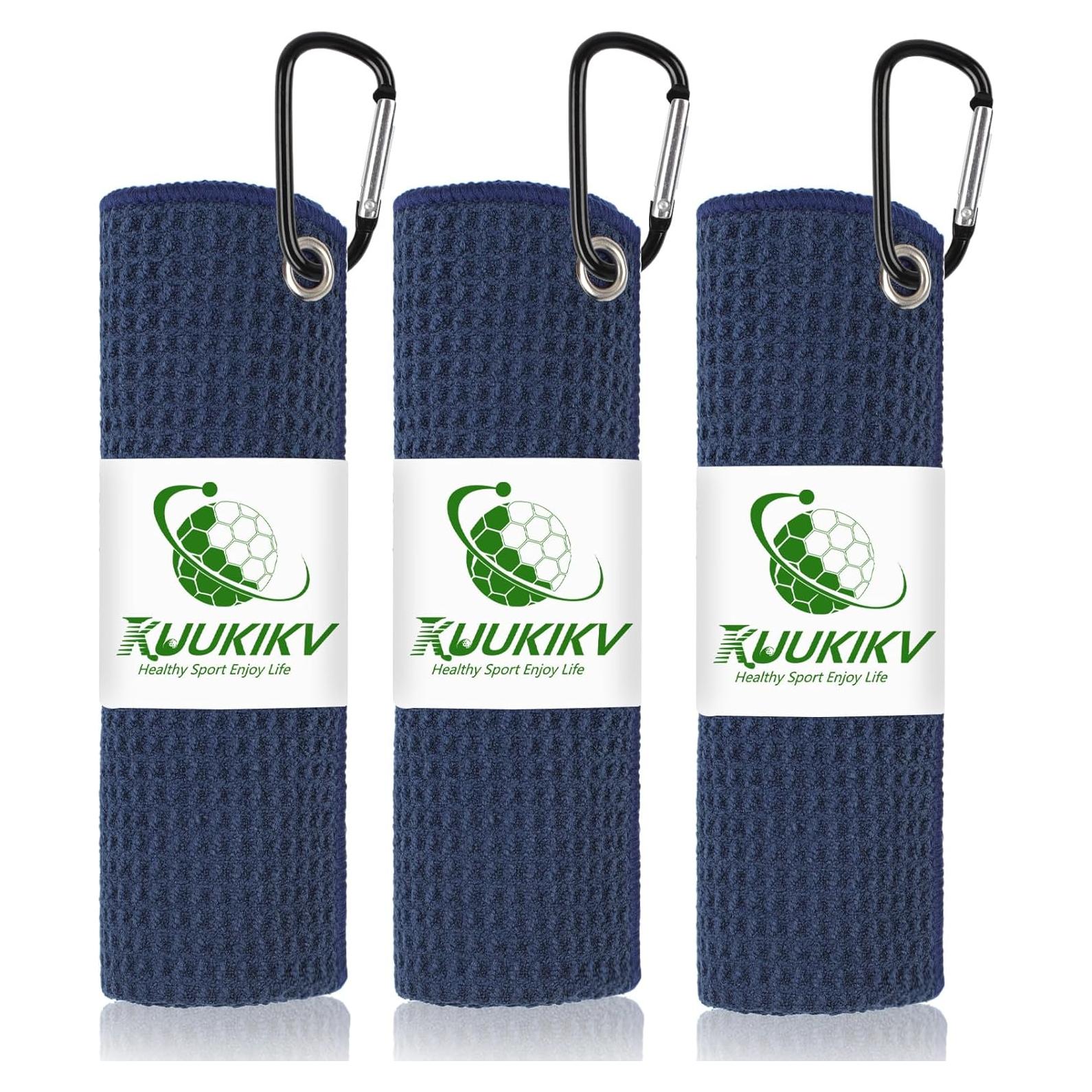 Paquete de 3 Toallas de Golf KUUKIKV 40x40 cm Microfibra Absorbente