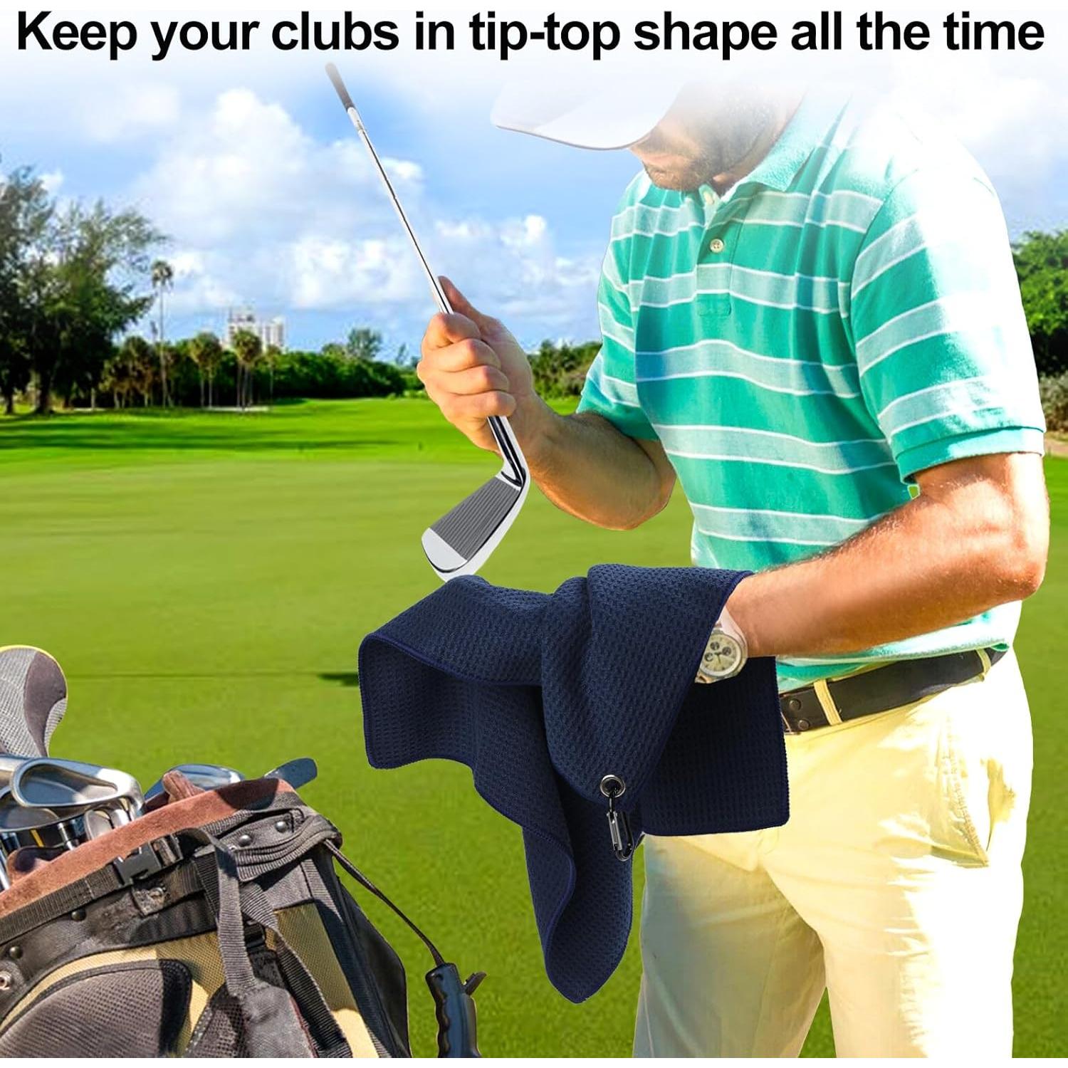 Paquete de 3 Toallas de Golf KUUKIKV 40x40 cm Microfibra Absorbente