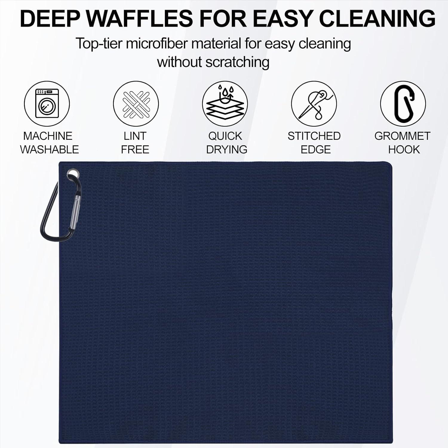 Paquete de 3 Toallas de Golf KUUKIKV 40x40 cm Microfibra Absorbente