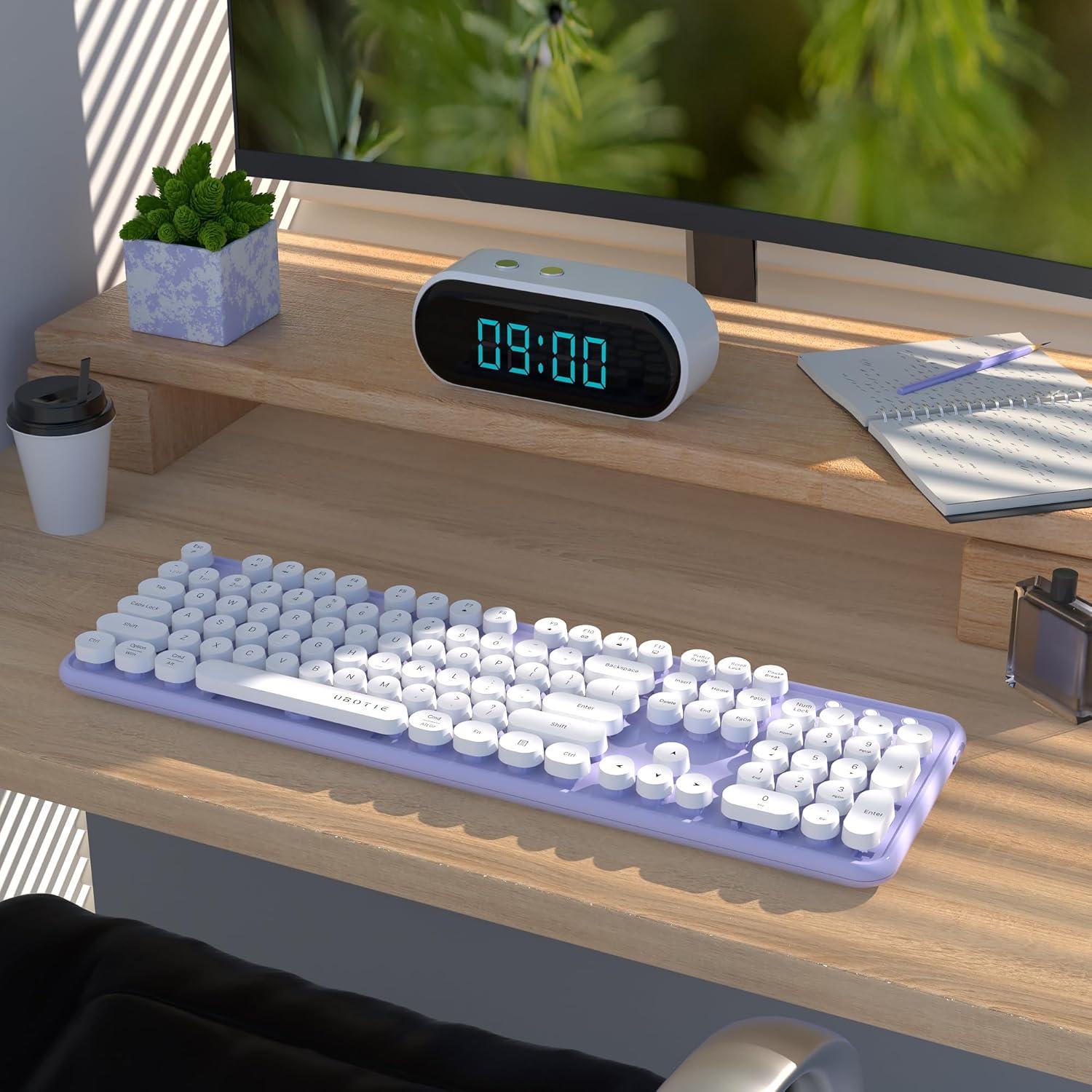 Teclado Inalámbrico UBOTIE Retro Multicolor para PC y Móvil