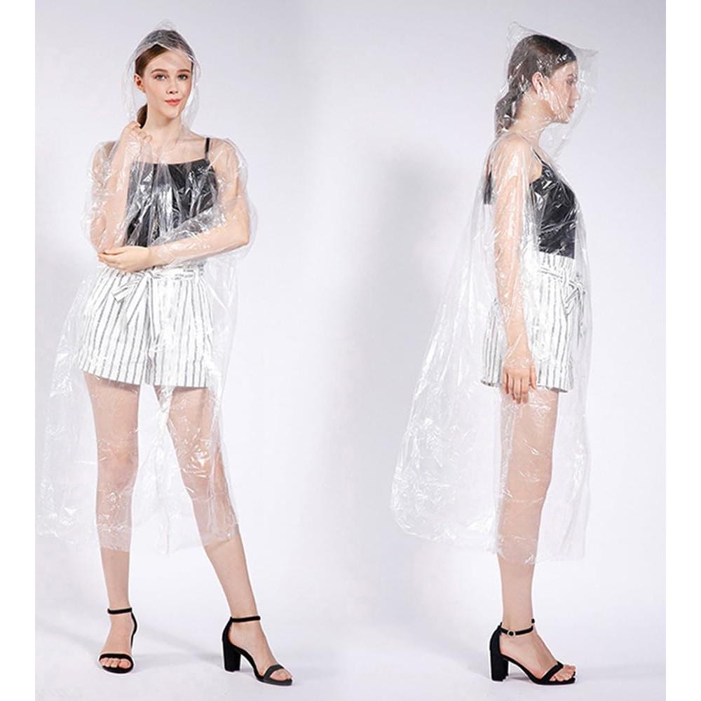 Ponchos de Lluvia Desechables Makonus, Paquete de 10, Transparente