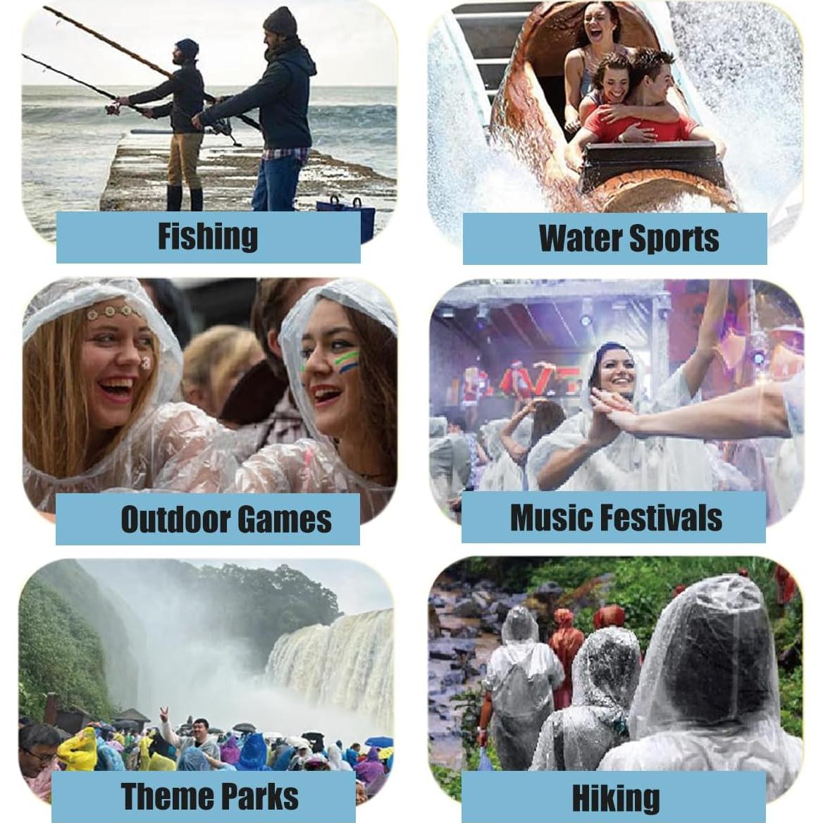 Ponchos de Lluvia Desechables Makonus, Paquete de 10, Transparente