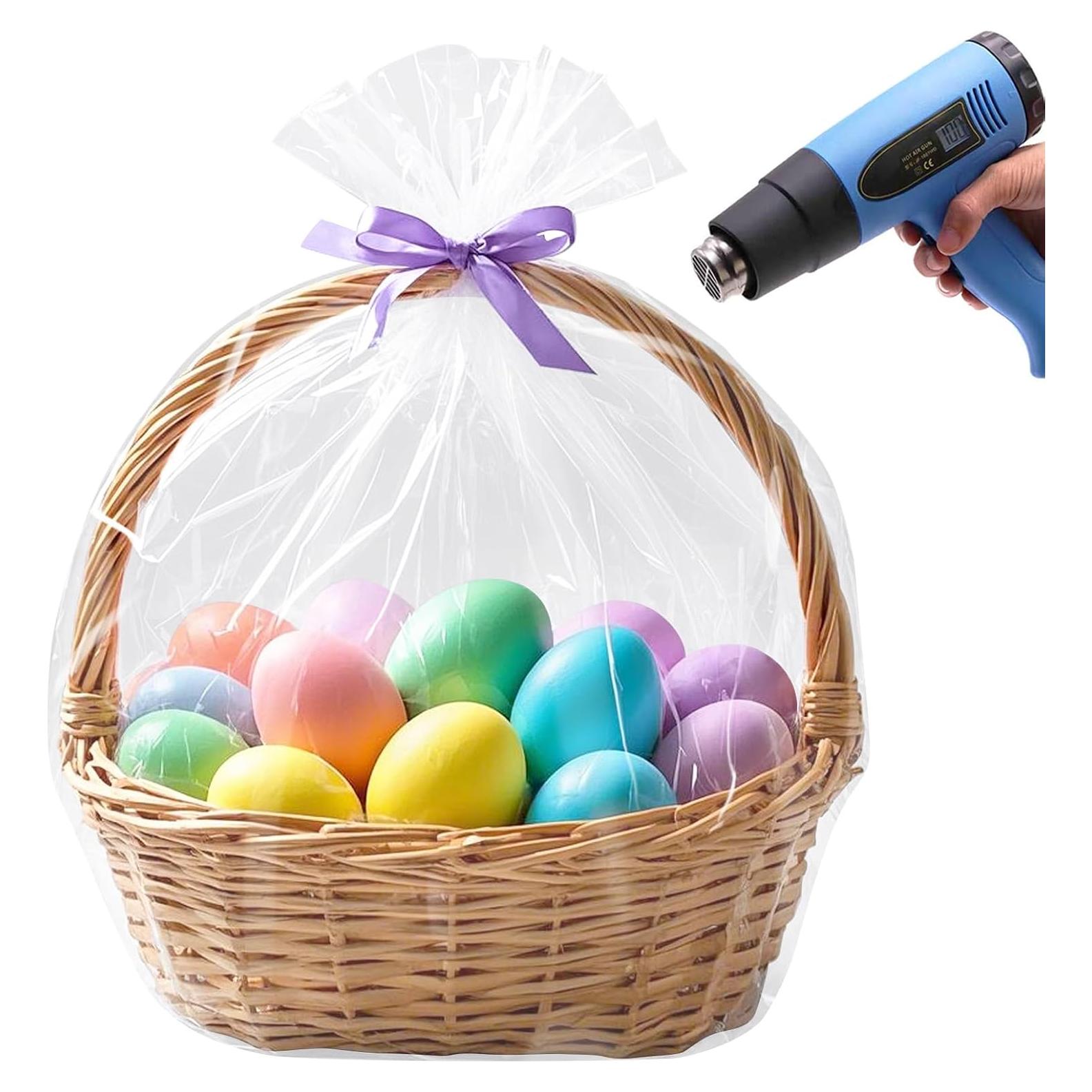 Morepack Shrink Wrap Bags for Gift Baskets, 24x30 inches Clear PVC Heat Gift Basket Shrink Bags 5 Pack