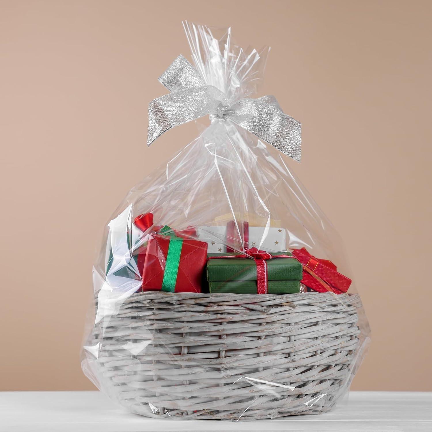 Morepack Shrink Wrap Bags for Gift Baskets, 24x30 inches Clear PVC Heat Gift Basket Shrink Bags 5 Pack