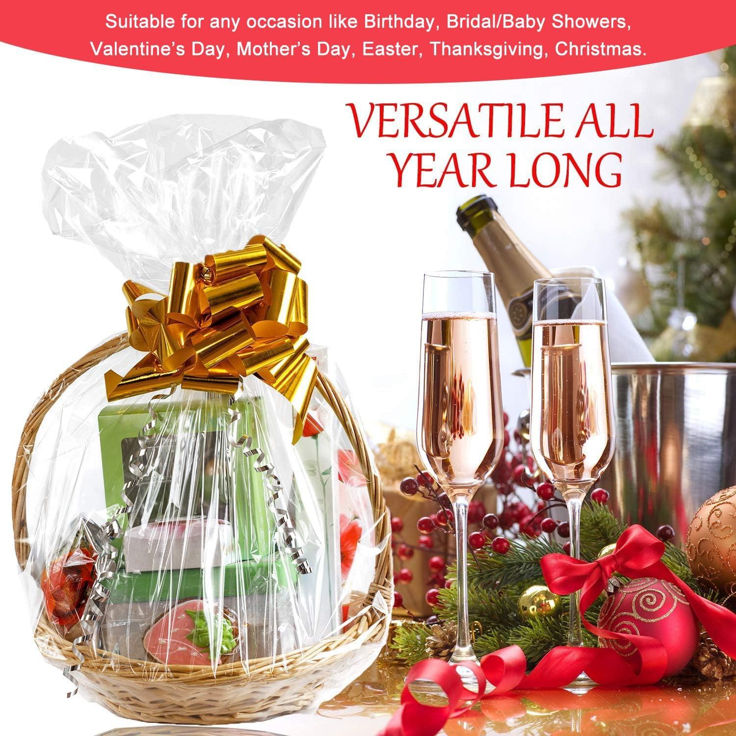 Morepack Shrink Wrap Bags for Gift Baskets, 24x30 inches Clear PVC Heat Gift Basket Shrink Bags 5 Pack