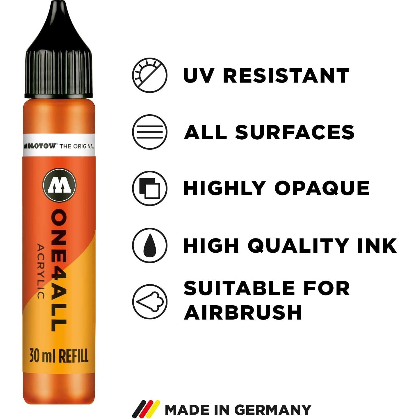 Relleno de Pintura Acrílica Molotow ONE4ALL 30ml Rojo Tráfico