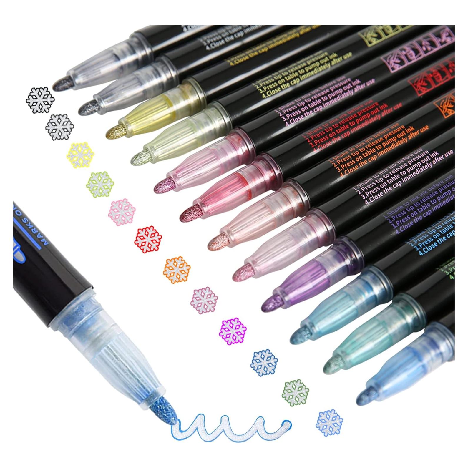 Marcadores Brillantes Upanic - 12 Colores Metálicos 2mm