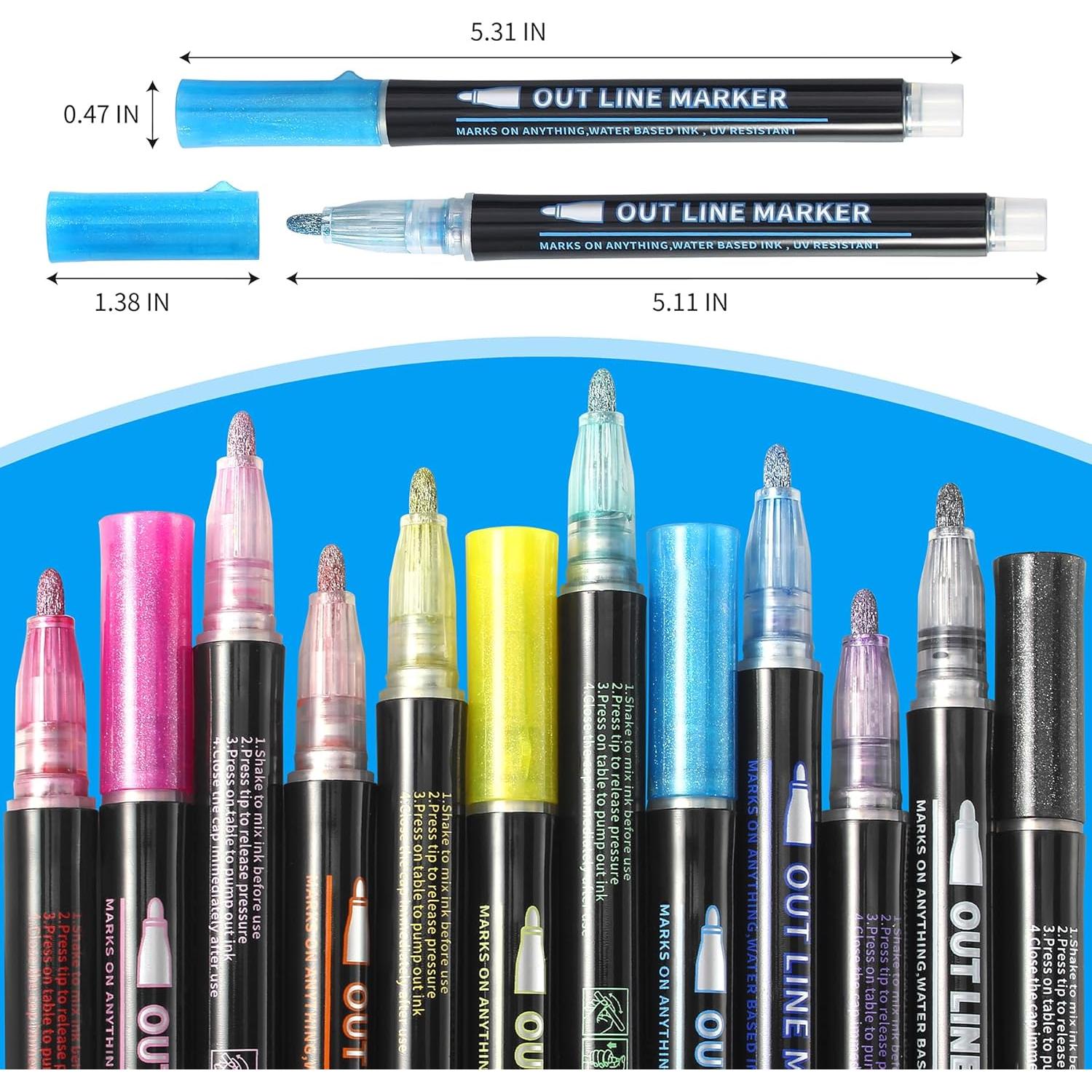 Marcadores Brillantes Upanic - 12 Colores Metálicos 2mm