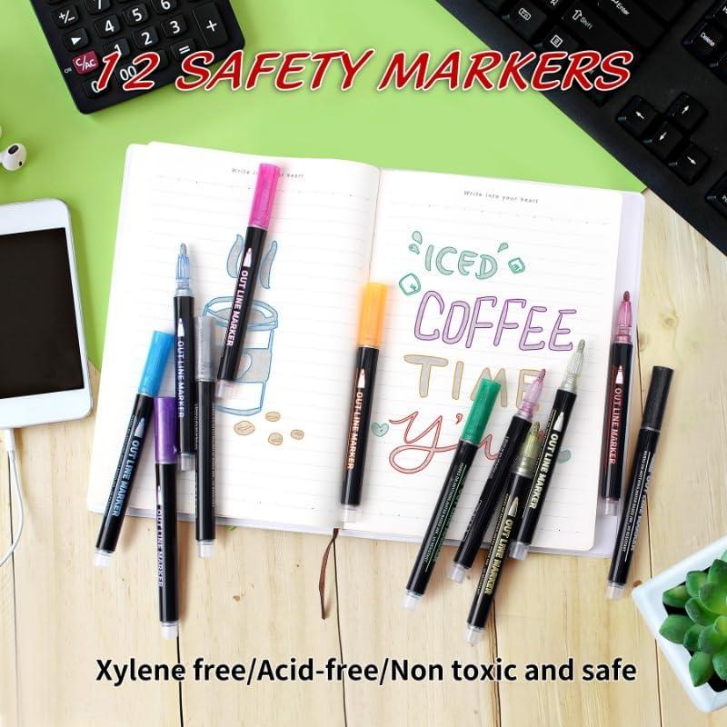 Marcadores Brillantes Upanic - 12 Colores Metálicos 2mm