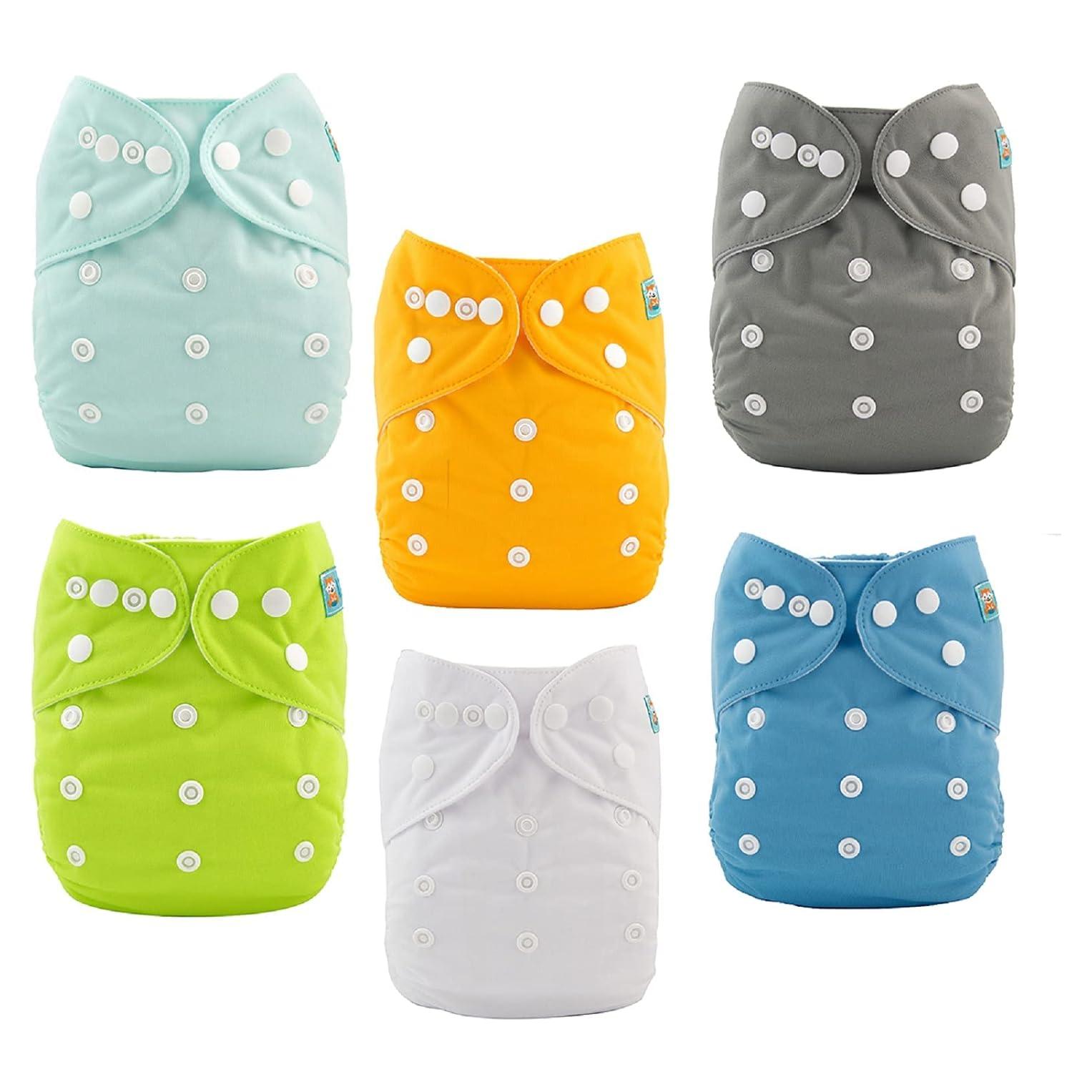 Pañal de Tela ALVABABY Ajustable 6 Paquetes con 12 Inserciones