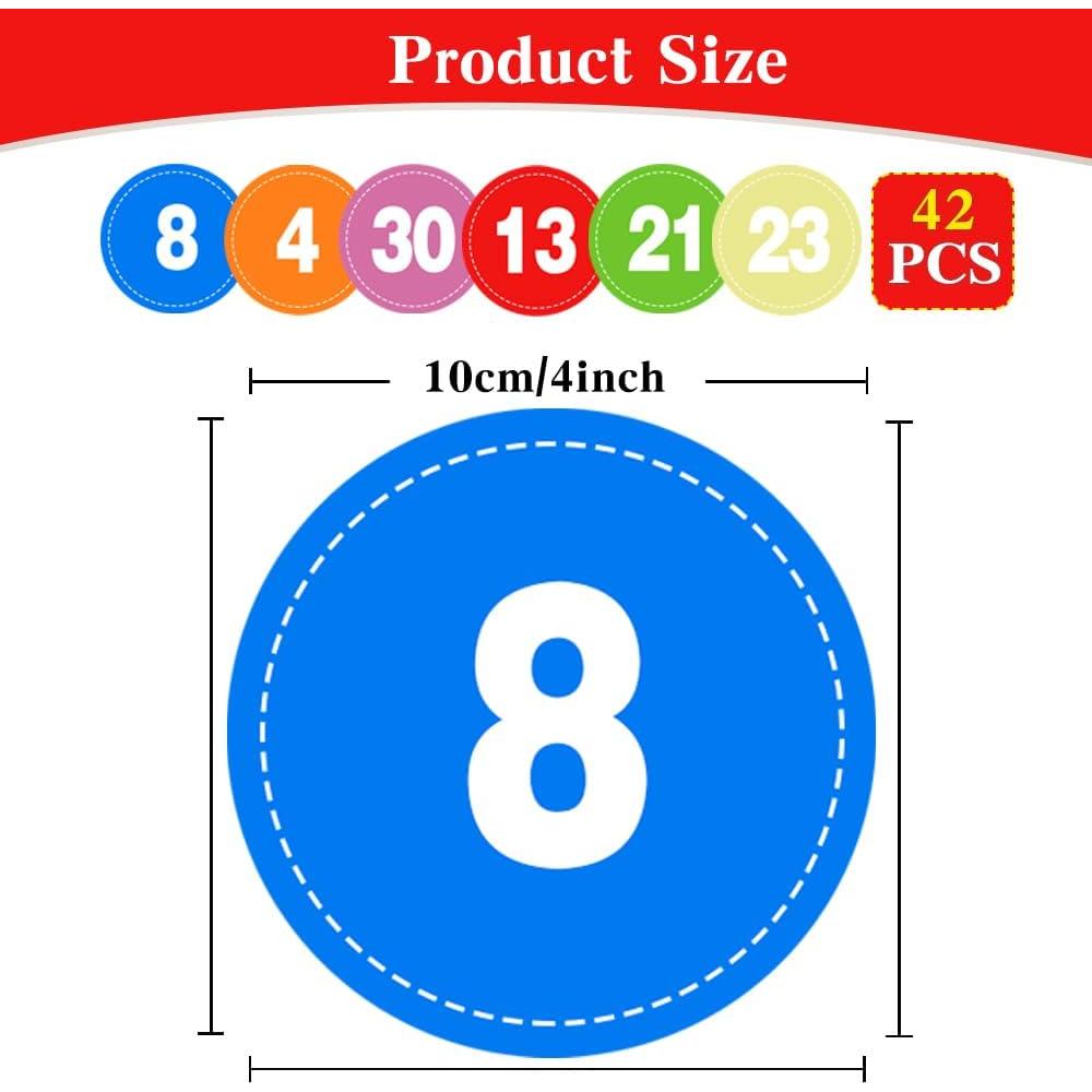 42 Pegatinas de Número para el Suelo Fenreen 10 cm Multicolor