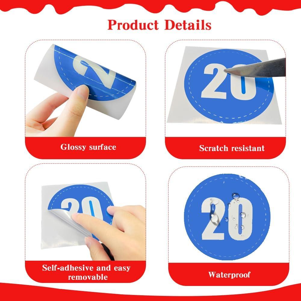 42 Pegatinas de Número para el Suelo Fenreen 10 cm Multicolor