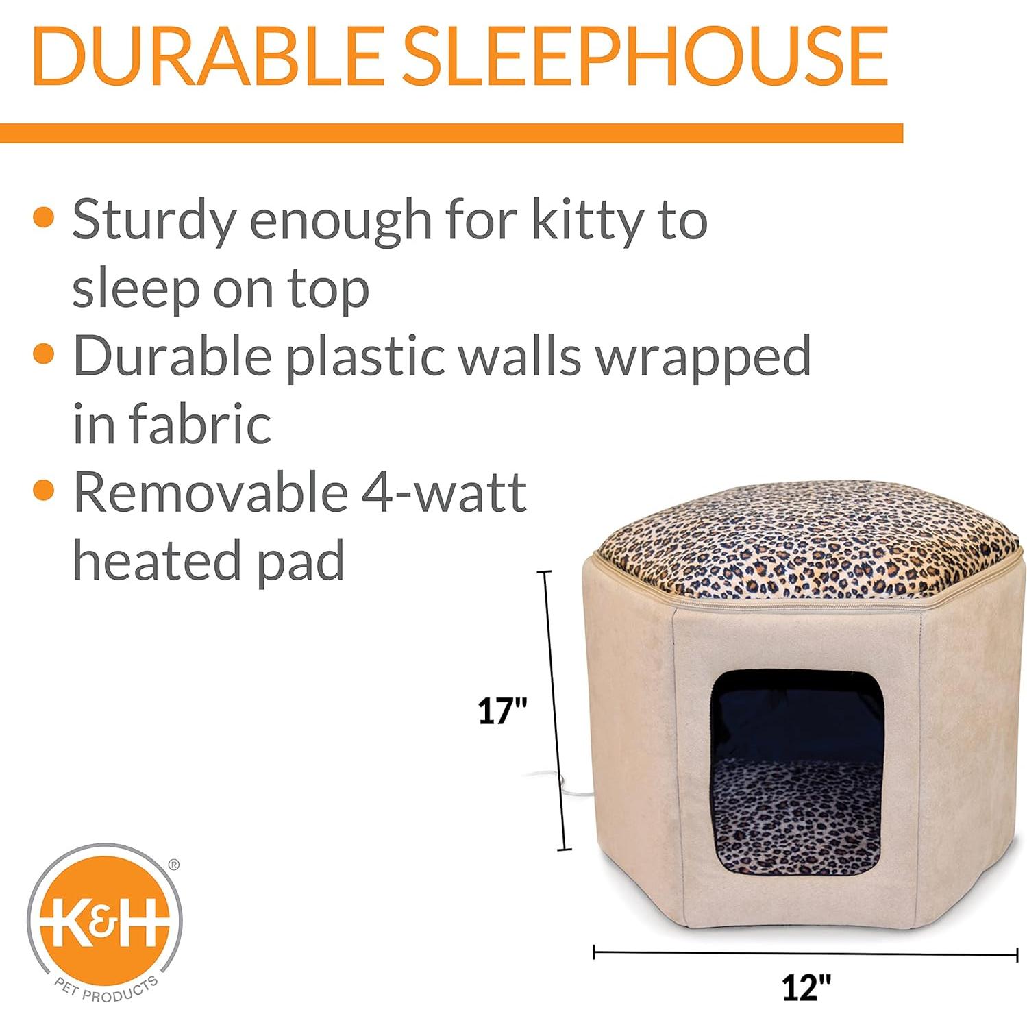 Cueva para Gatos K&H Thermo-Kitty Calentada Beige 30.5x43.2 cm