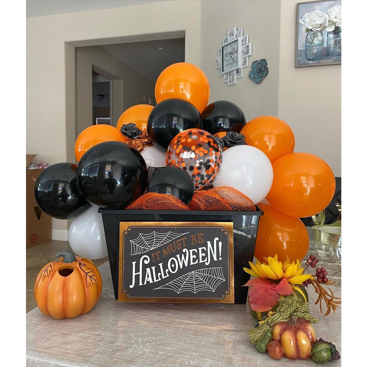 Juego de globos de Halloween 50 piezas 30 cm negro y naranja