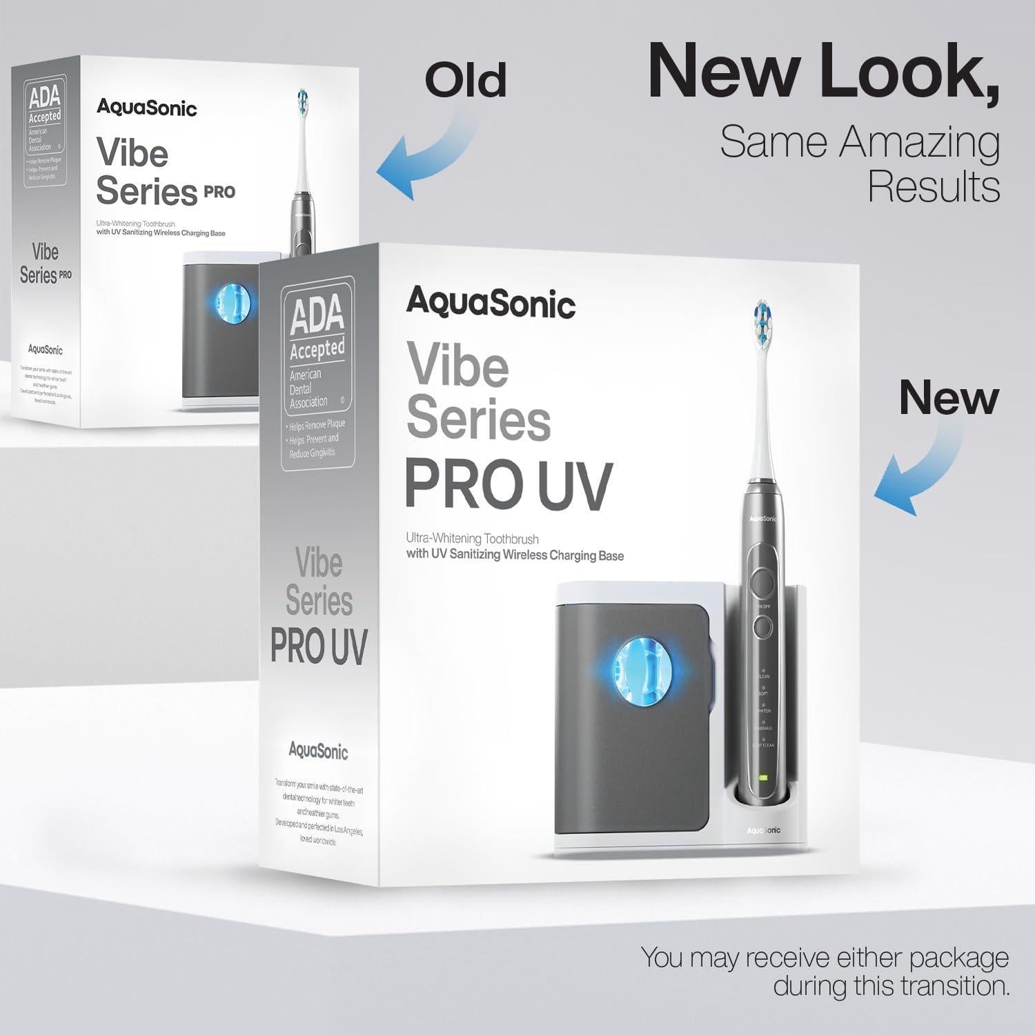 Cepillo de dientes eléctrico Aquasonic Vibe Pro - 5 modos, desinfección UV