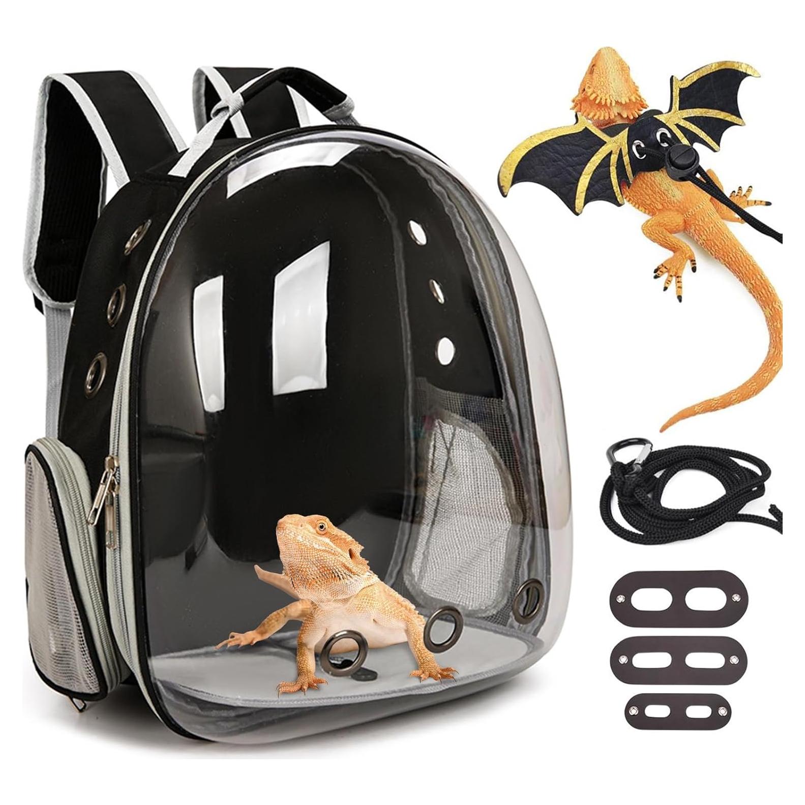 Mochila Transportadora para Reptiles Kathson Negra 32x18x42 cm