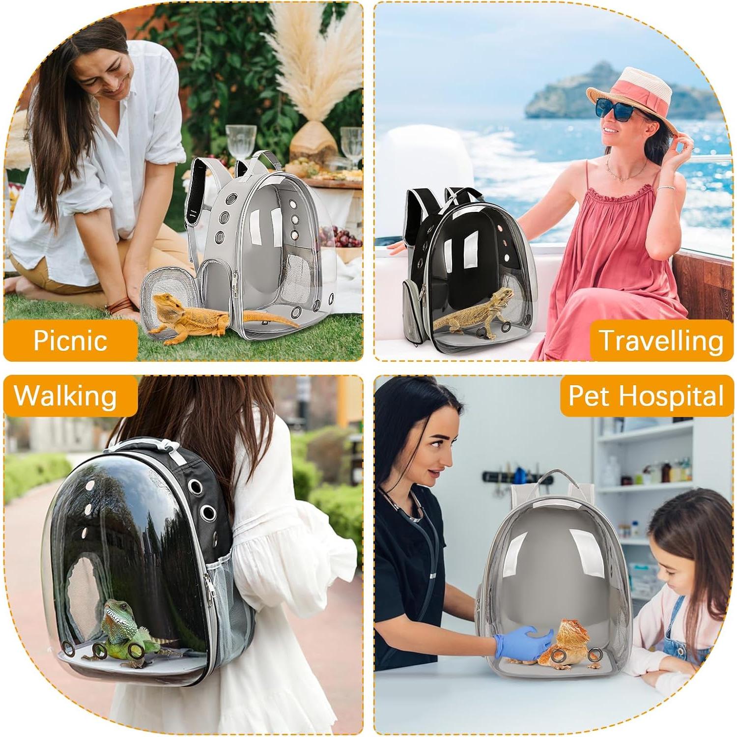 Mochila Transportadora para Reptiles Kathson Negra 32x18x42 cm