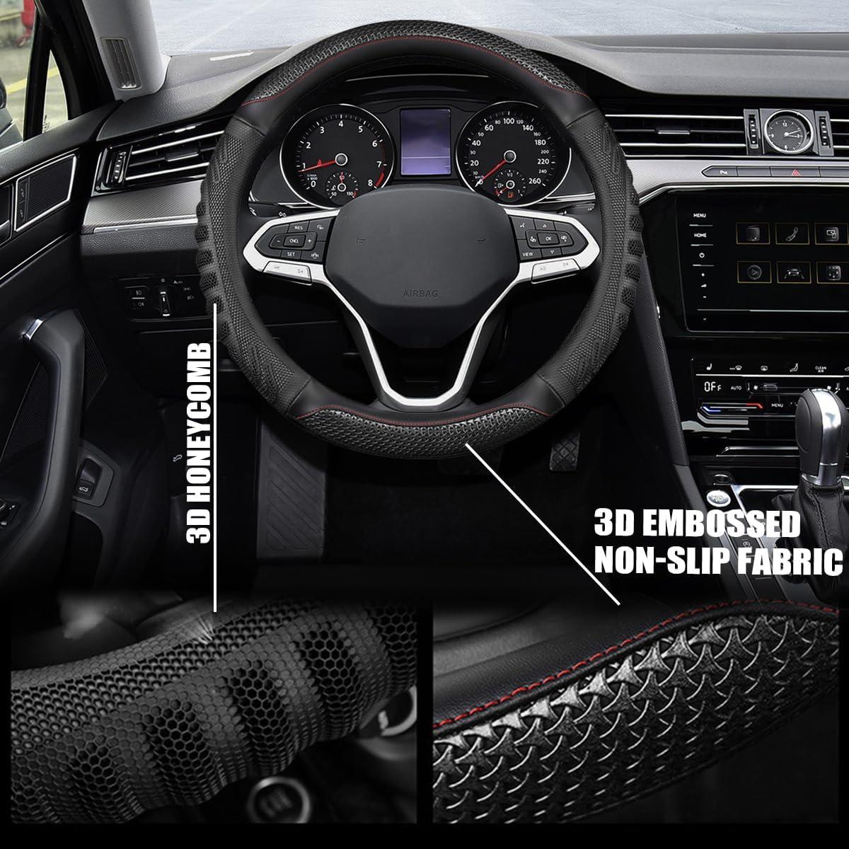 Funda de Volante Osilly 38cm Cuero Antideslizante Negro