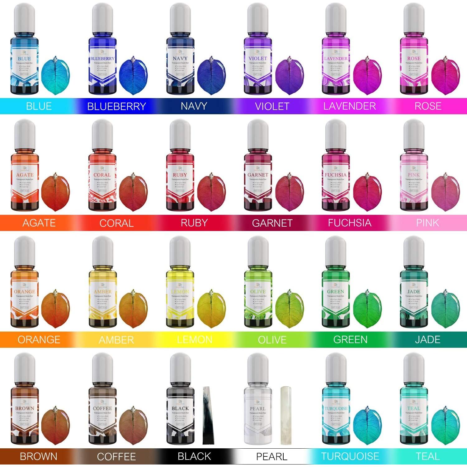 24 Colorantes Epóxicos DecorRom 10ml - Tinte Transparente para Resina