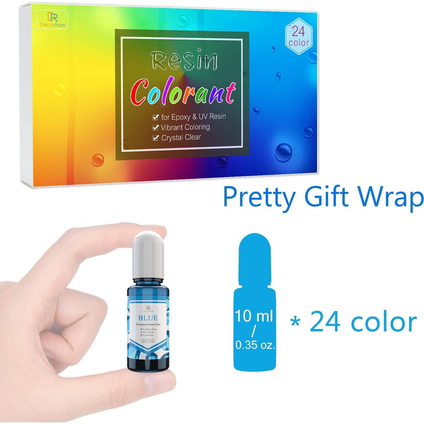 24 Colorantes Epóxicos DecorRom 10ml - Tinte Transparente para Resina