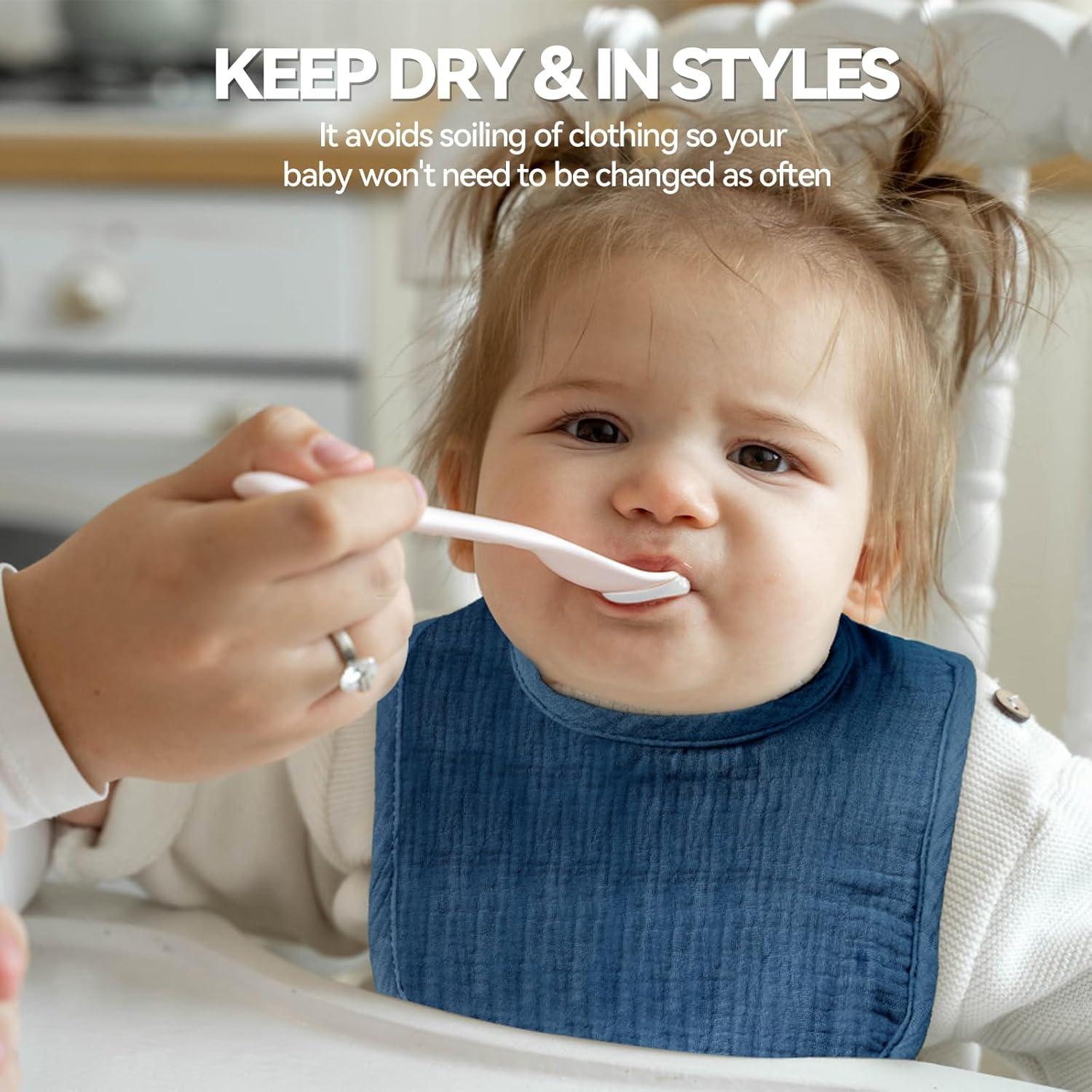 Baberos de Muselina Ajustables 100% Algodón Orgánico - 6 Piezas