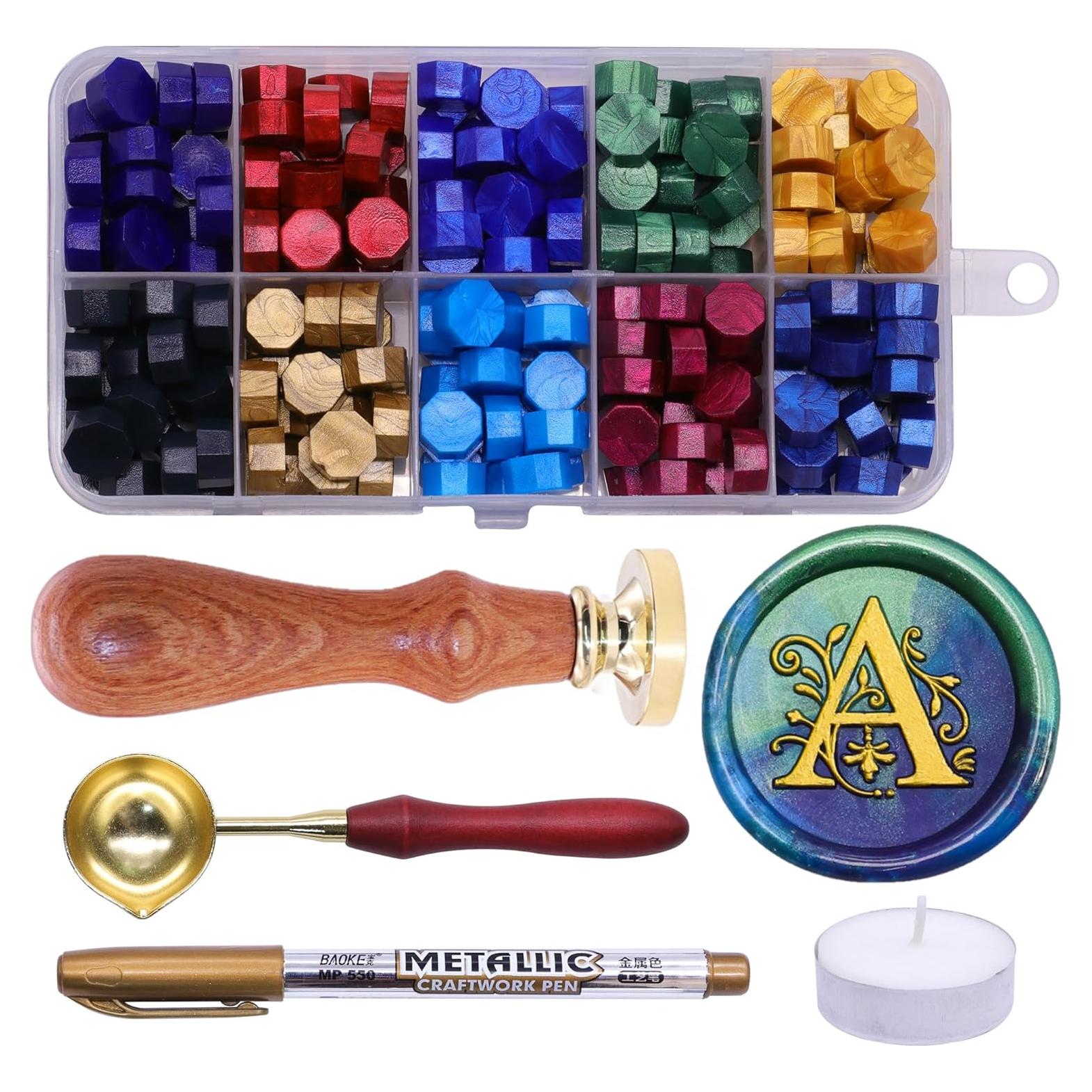 Kit de Sello de Cera Retro SWANGSA Letra A con 200 Perlas