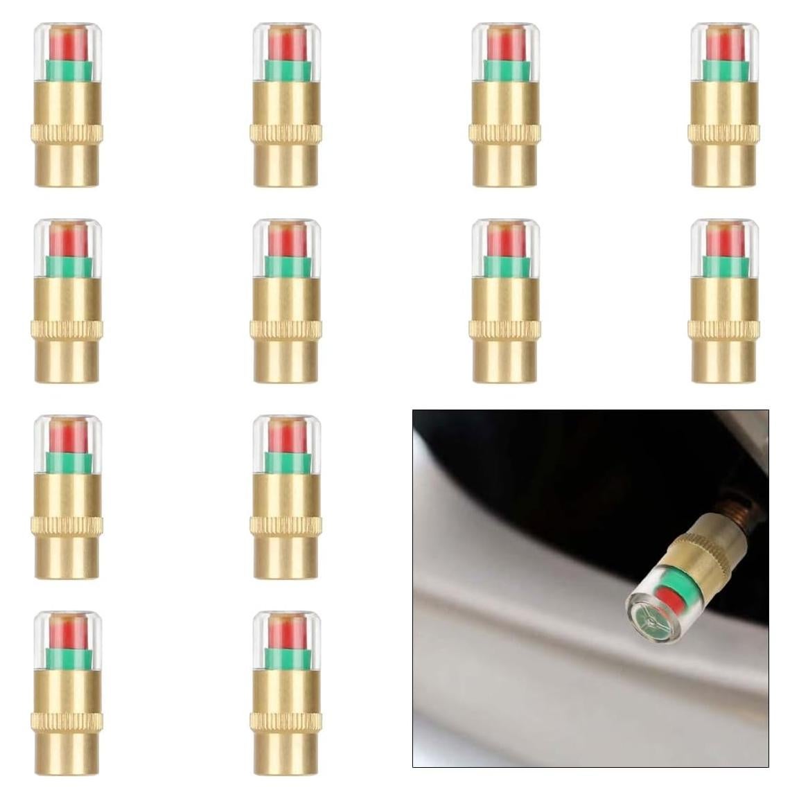 12 Tapones de Válvula de Presión Neumáticos LHDOS Dorado