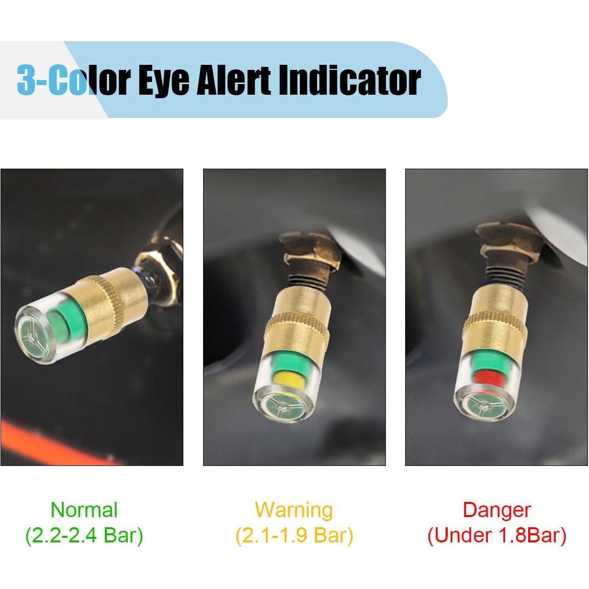 12 Tapones de Válvula de Presión Neumáticos LHDOS Dorado